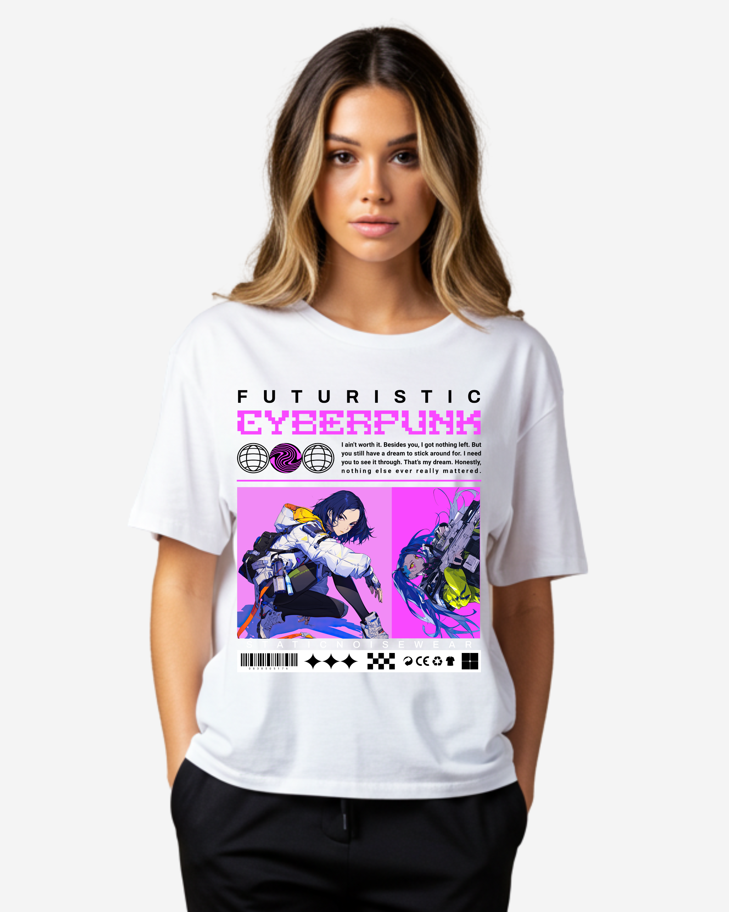 Futuristic Cyberpunk Women's Oversized T-Shirt