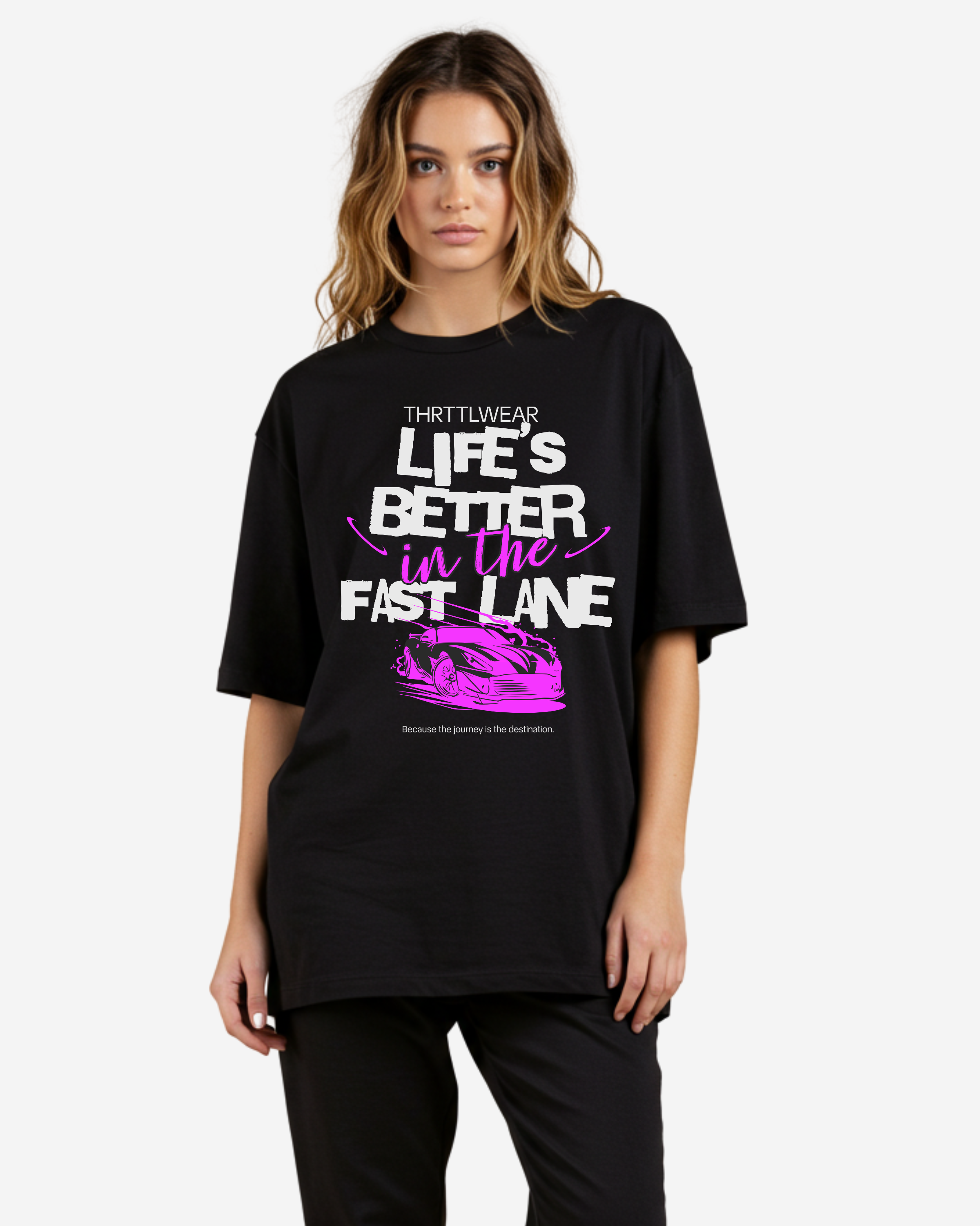 Typography Car Oversized T-Shirt