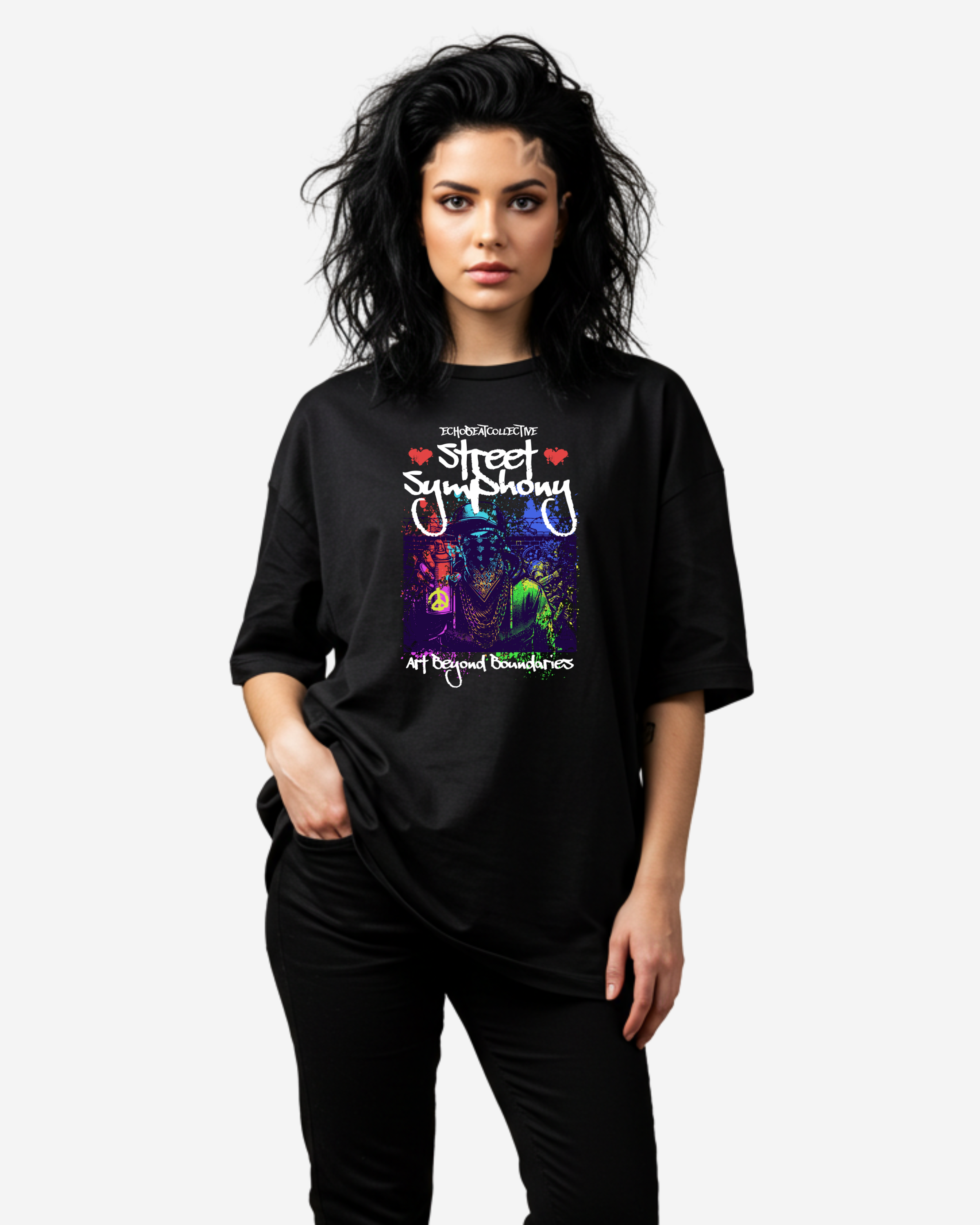 Man graffiti art Women's Oversized T-Shirt