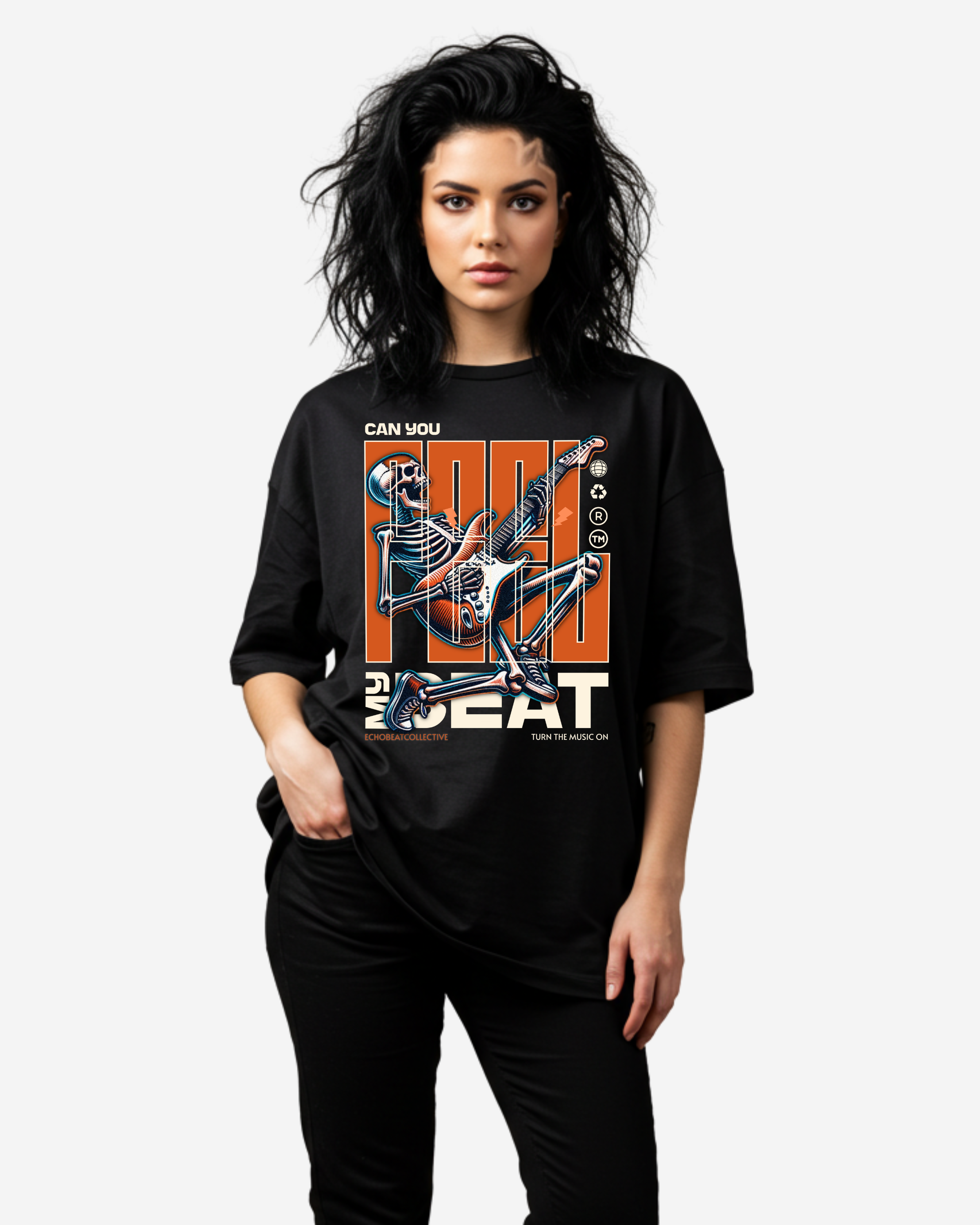 Skeleton Rocker Beat Women's Oversized T-Shirt