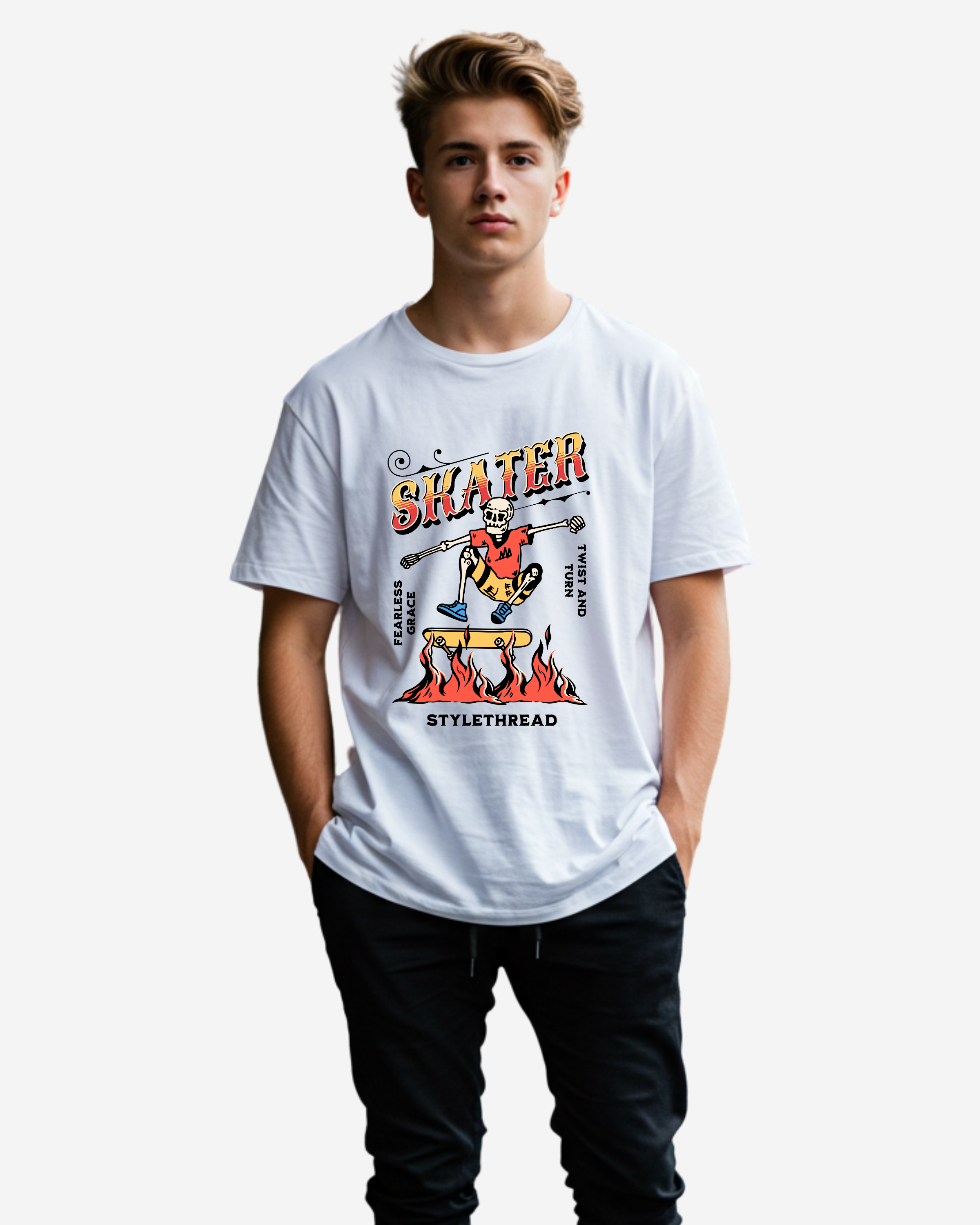 Retro Skull Skater Men's Oversized T-Shirt