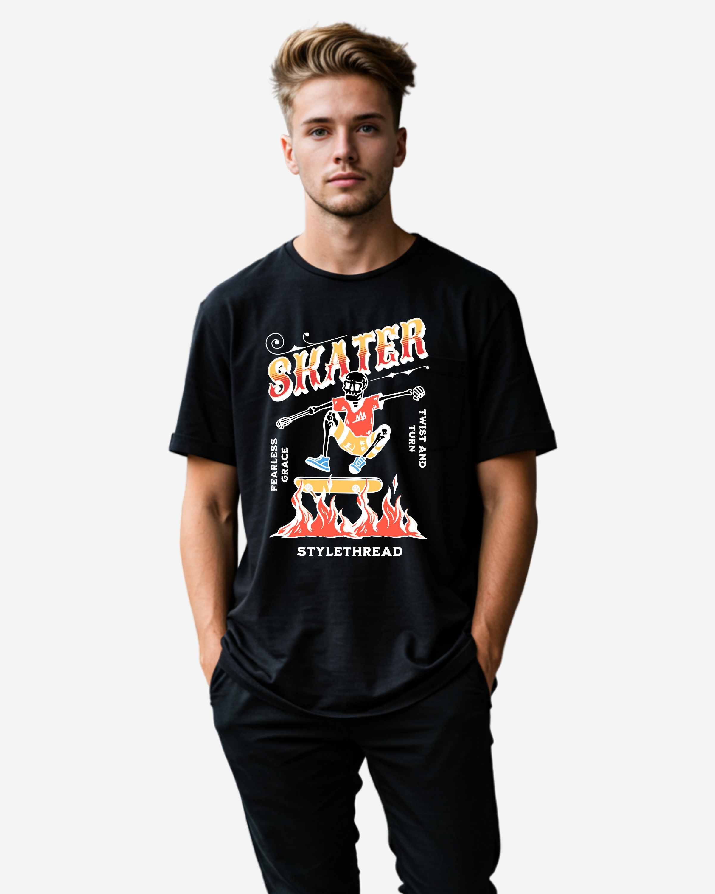 Retro Skull Skater Men's Oversized T-Shirt