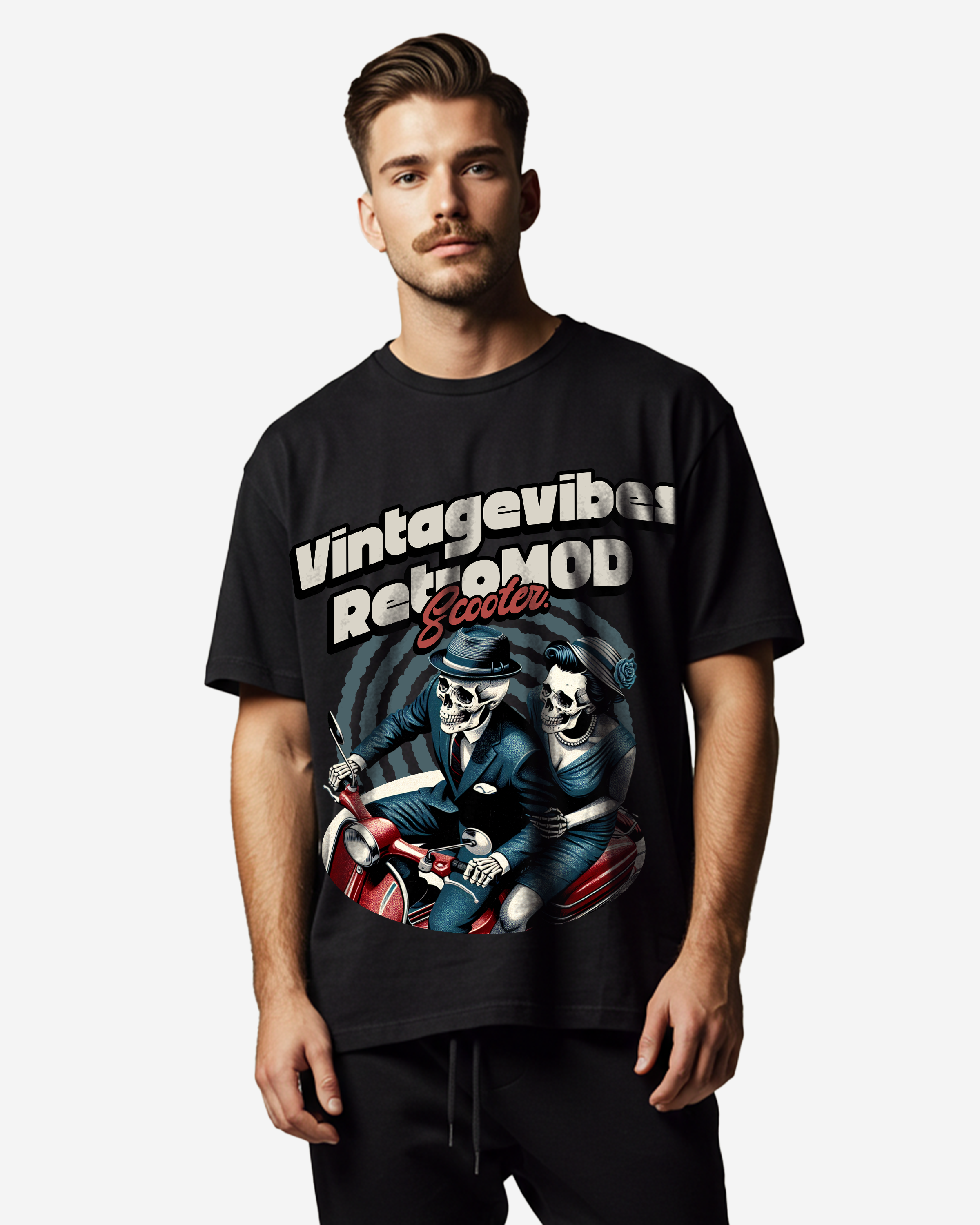 Retro Mod Scooter Men's Oversized T-Shirt
