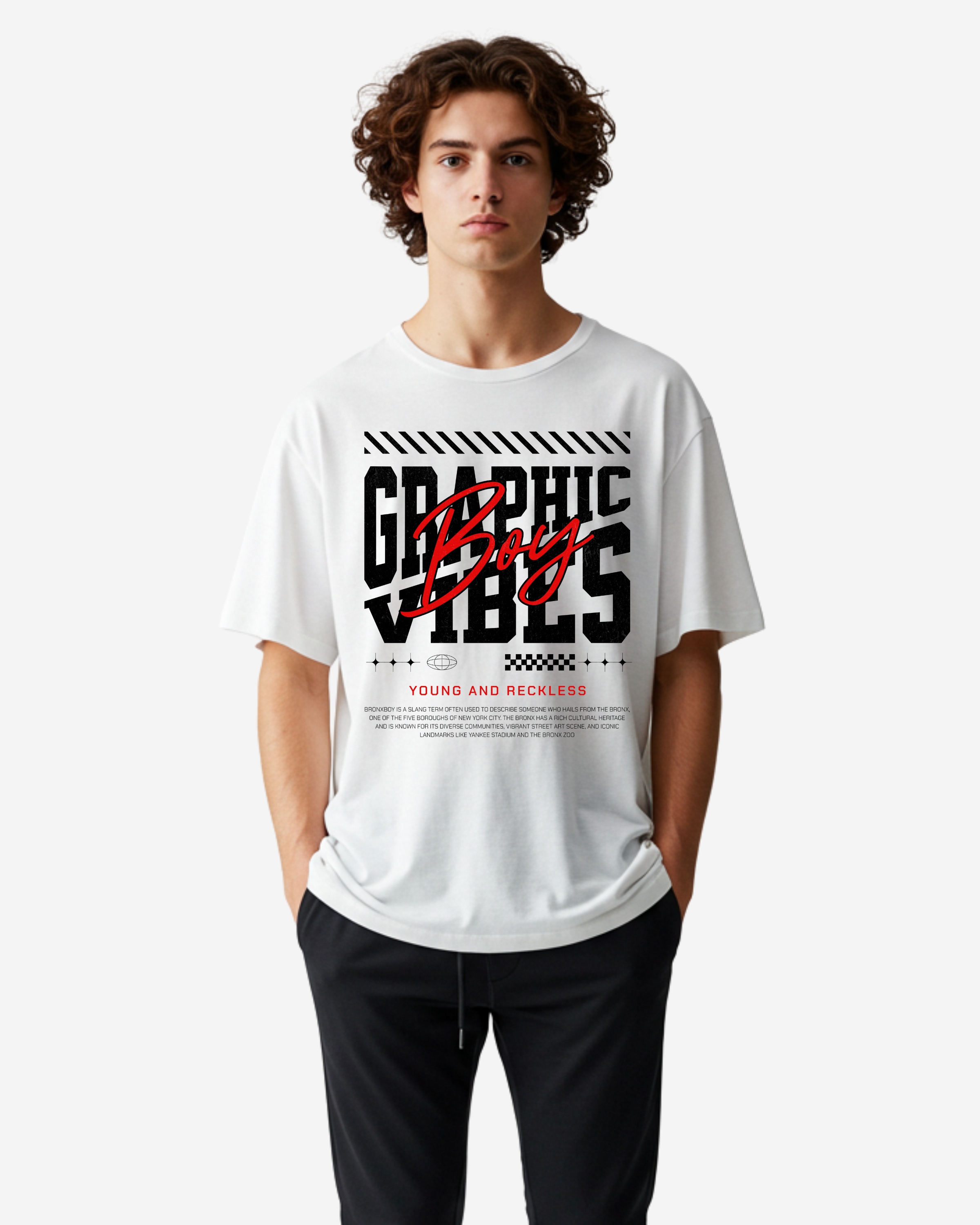 Bronxboy Streetwear Typography Men's Oversized T-Shirt
