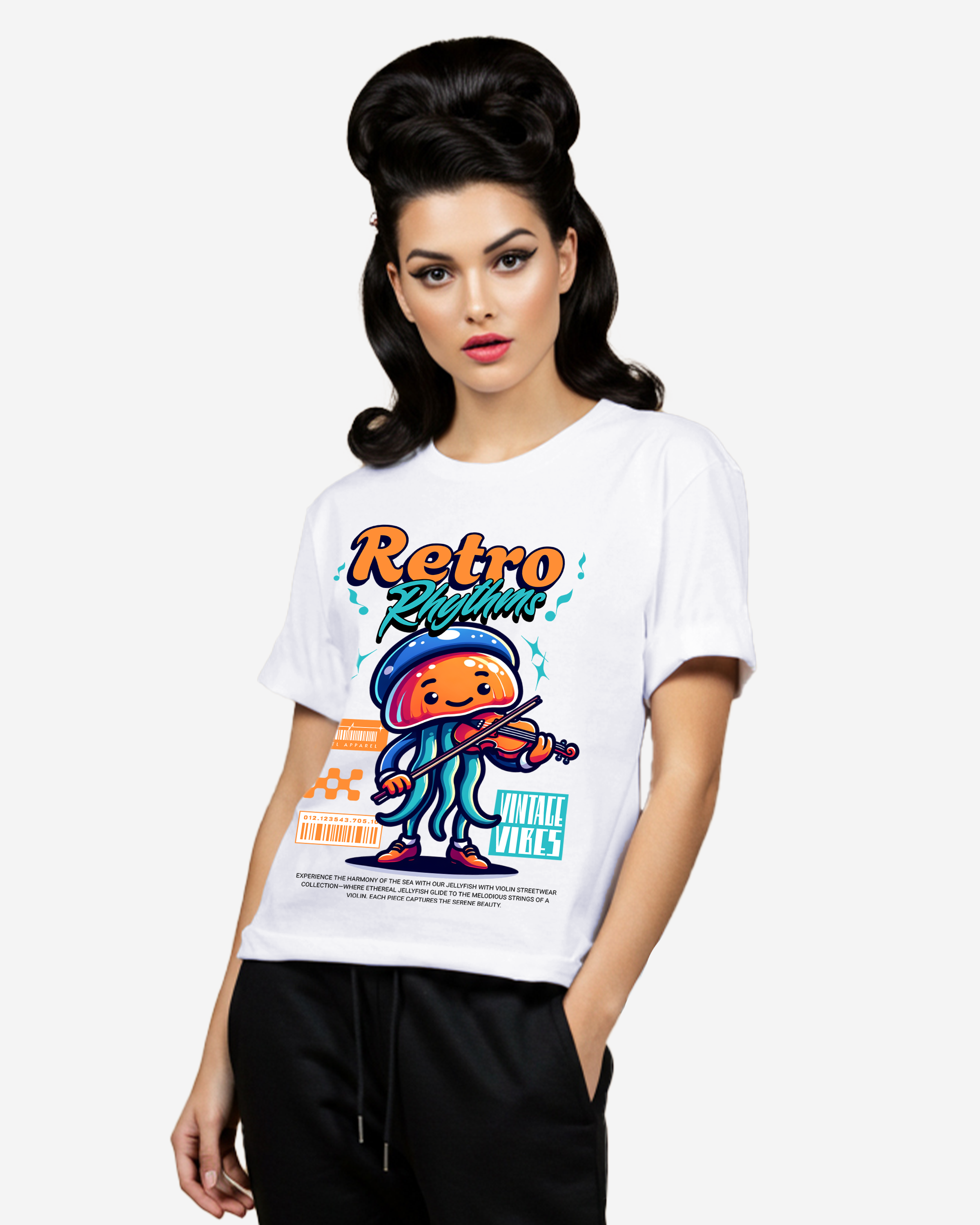 Retro Rhythms Music Women's Oversized T-Shirt