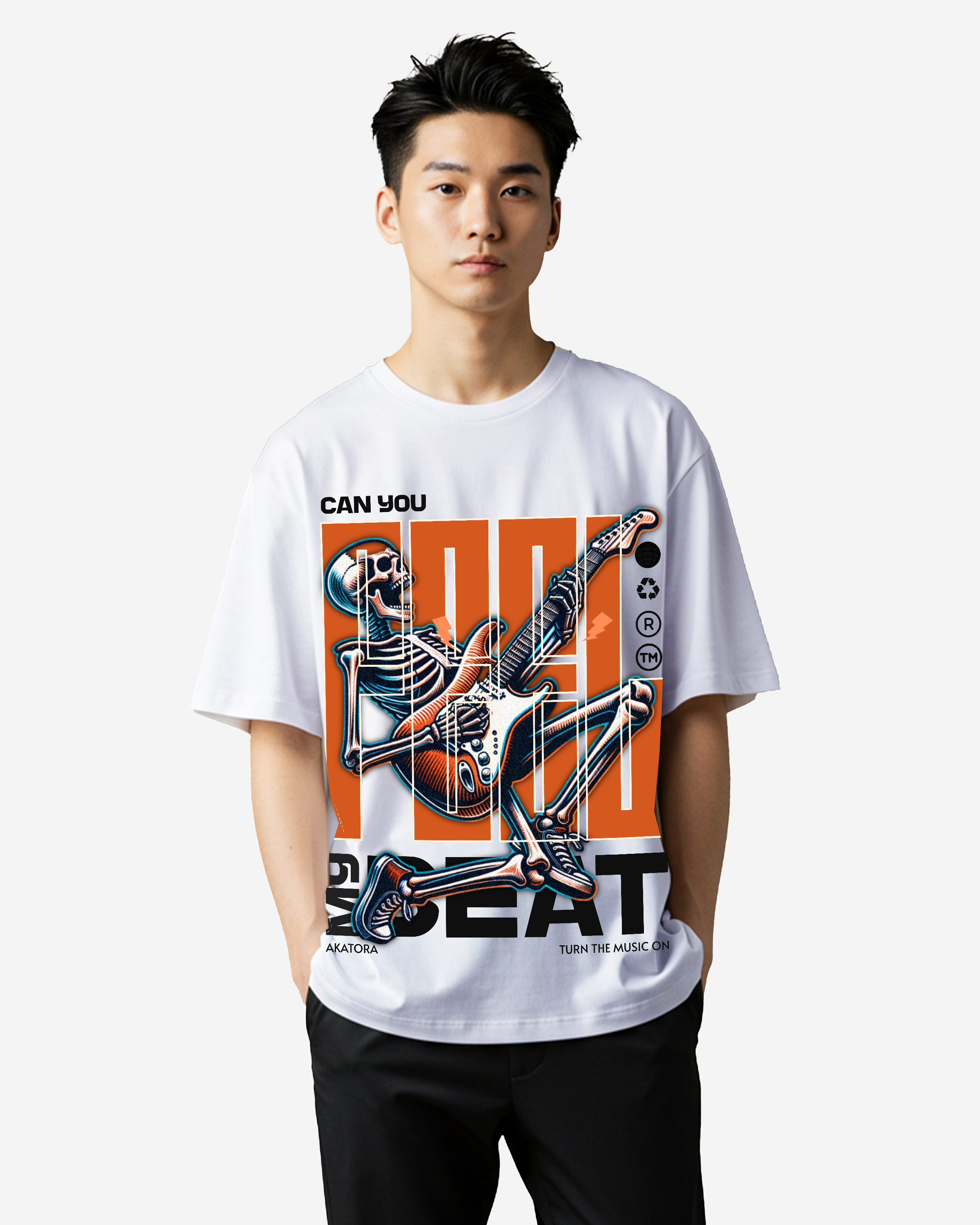 Skeleton Rocket Beat Oversized T-Shirts