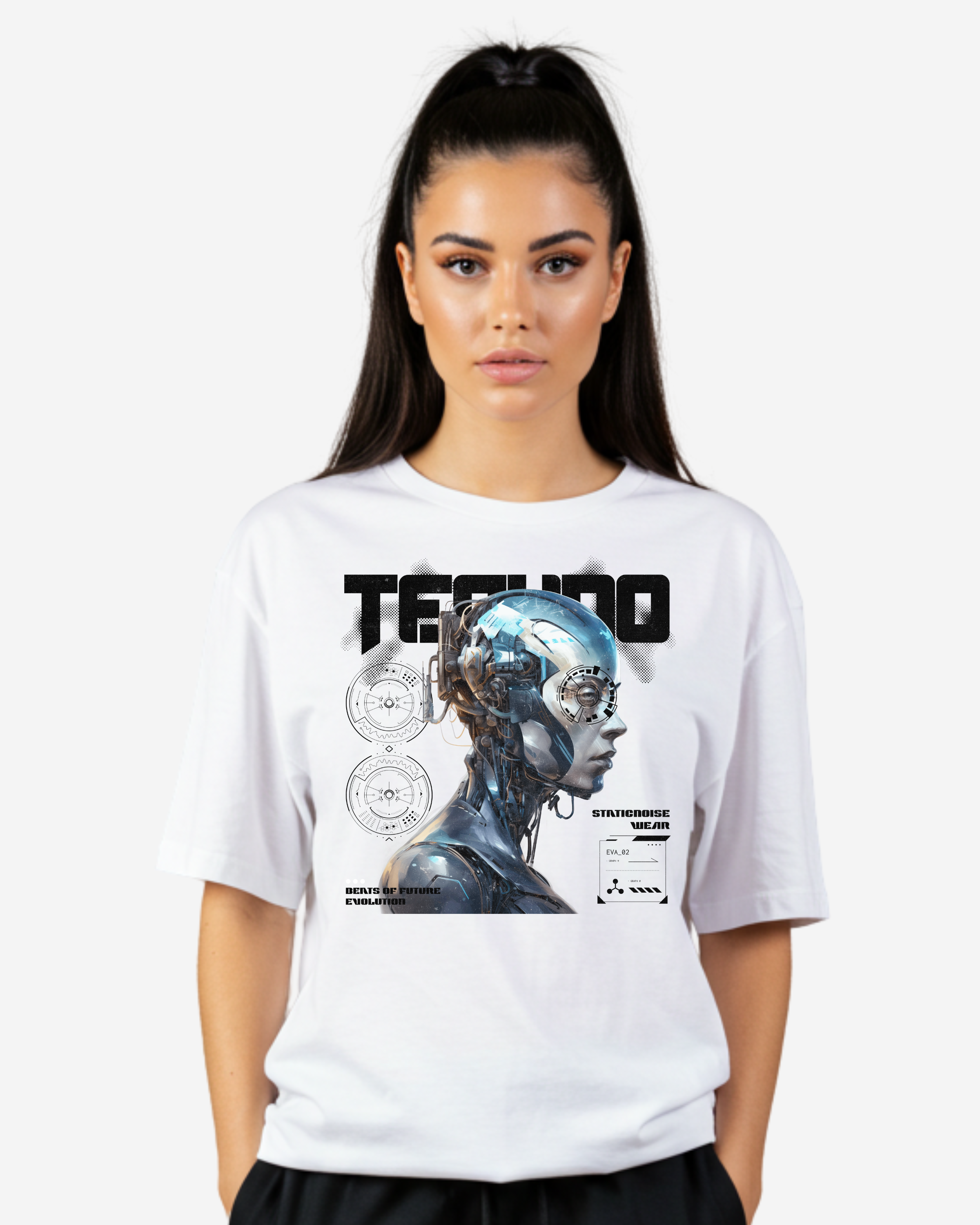 Techno Futuristic Women's Oversized T-Shirt