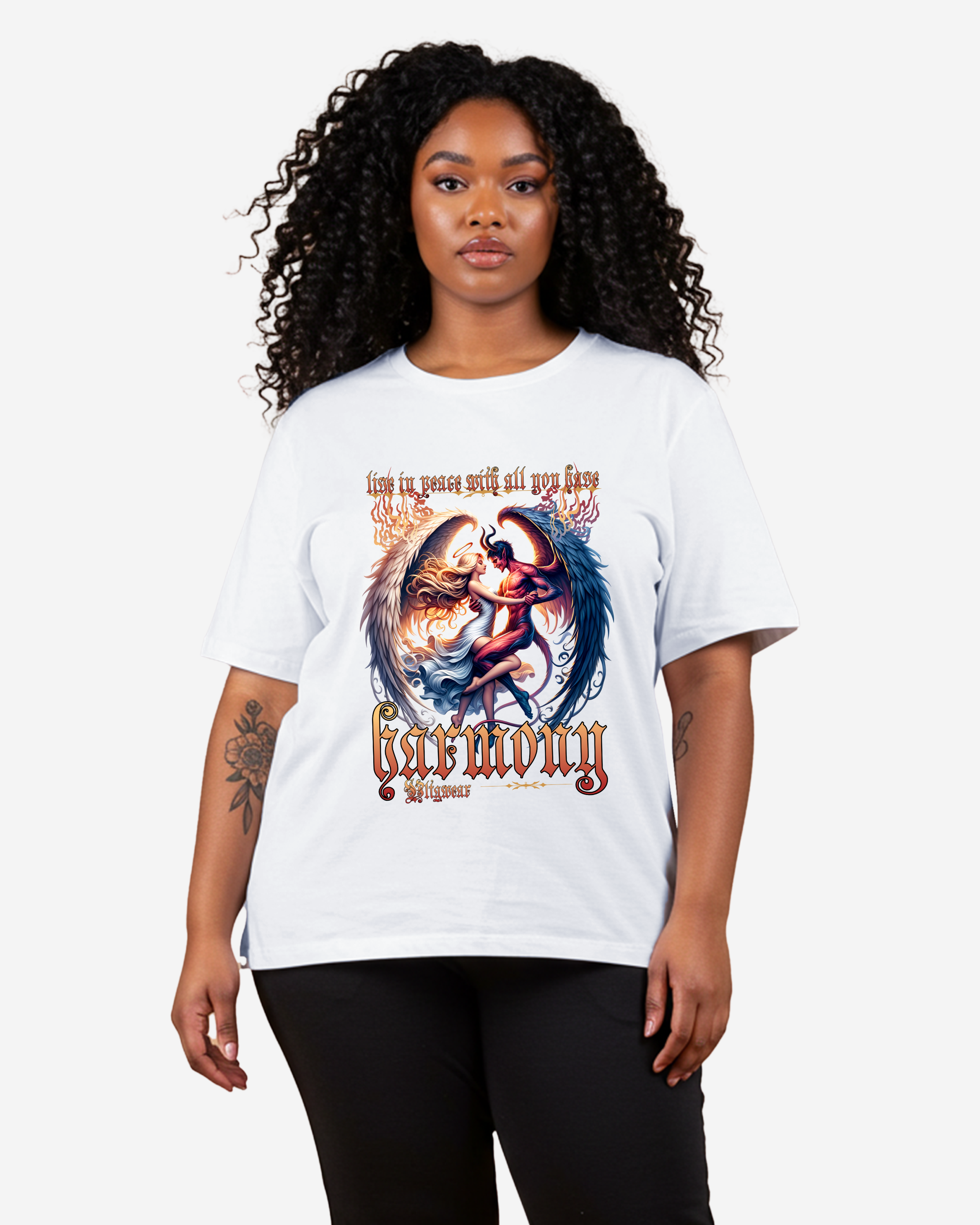 Dancing Angel and Devil Women's Oversized T-Shirt