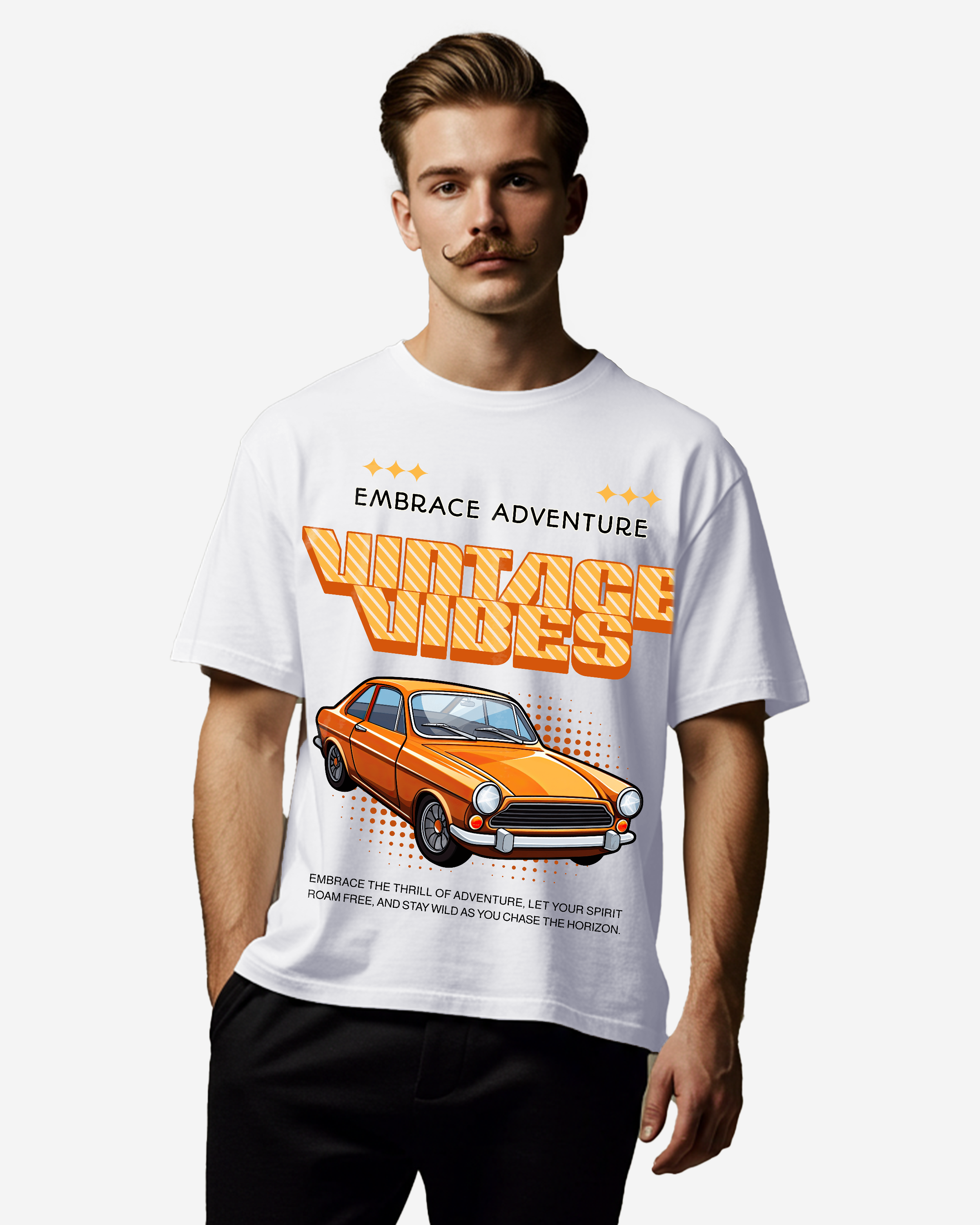 Stay Wild Vintage Car Men's Oversized T-Shirt