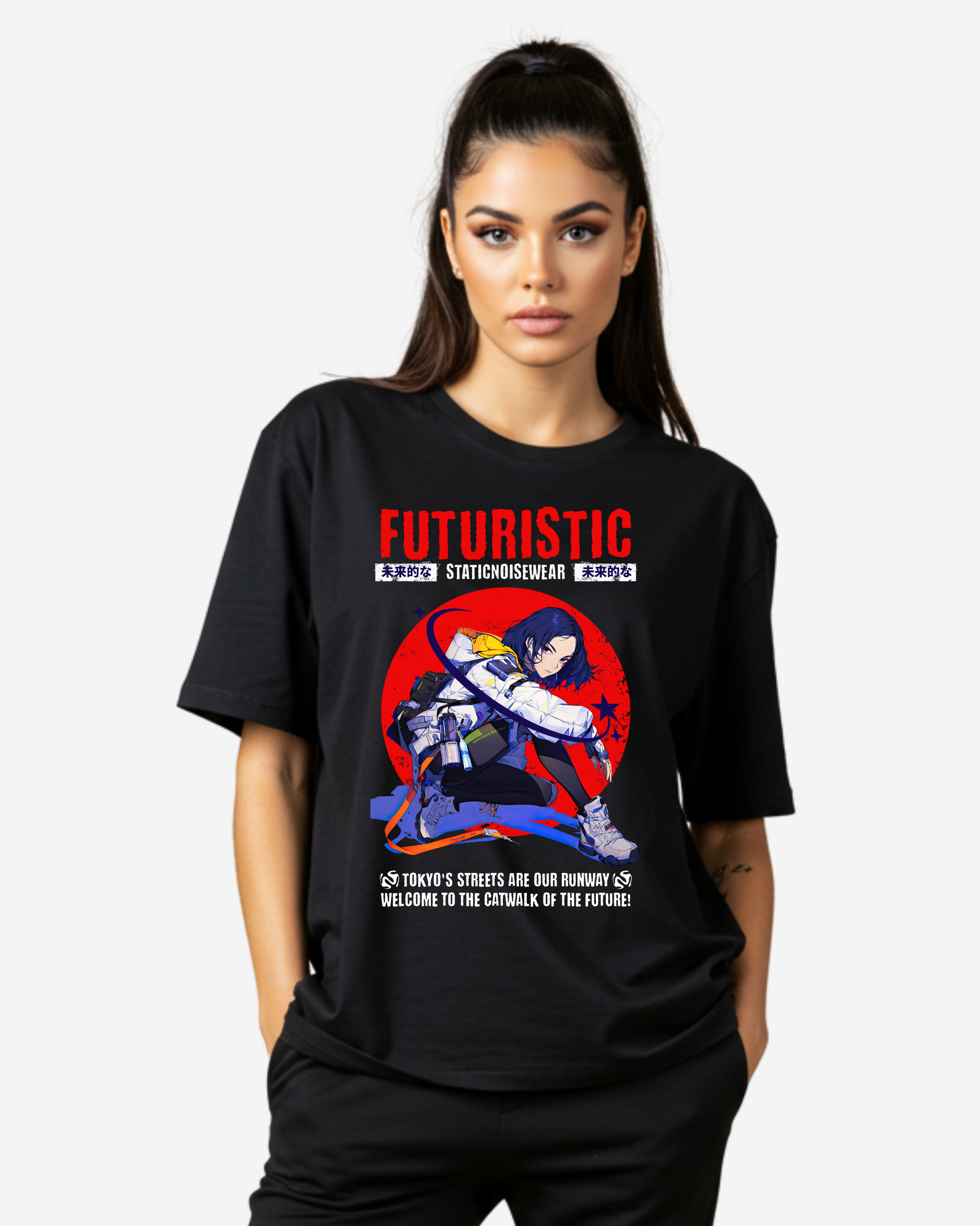 Futuristic Fashion Tokyo Streetwear Women's Oversized T-Shirt