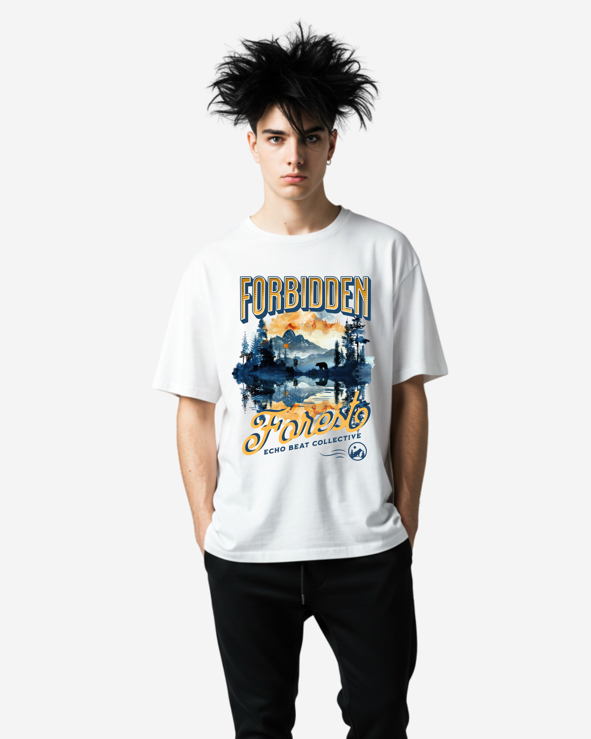 Forbidden Forest Vintage Watercolor Adventure Nature Men's Oversized T-Shirt