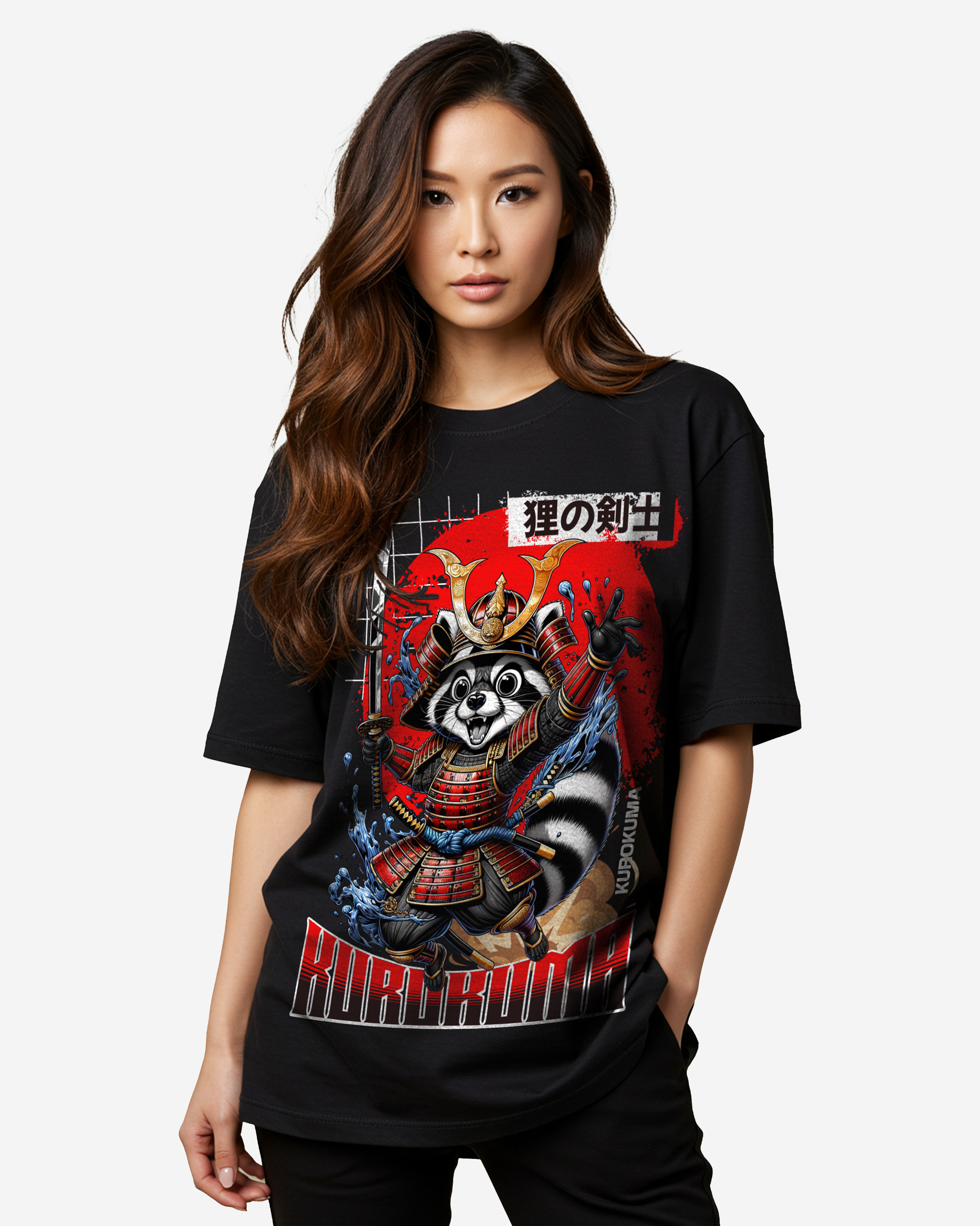 Racoon Samurai Cute Oversized T-Shirt