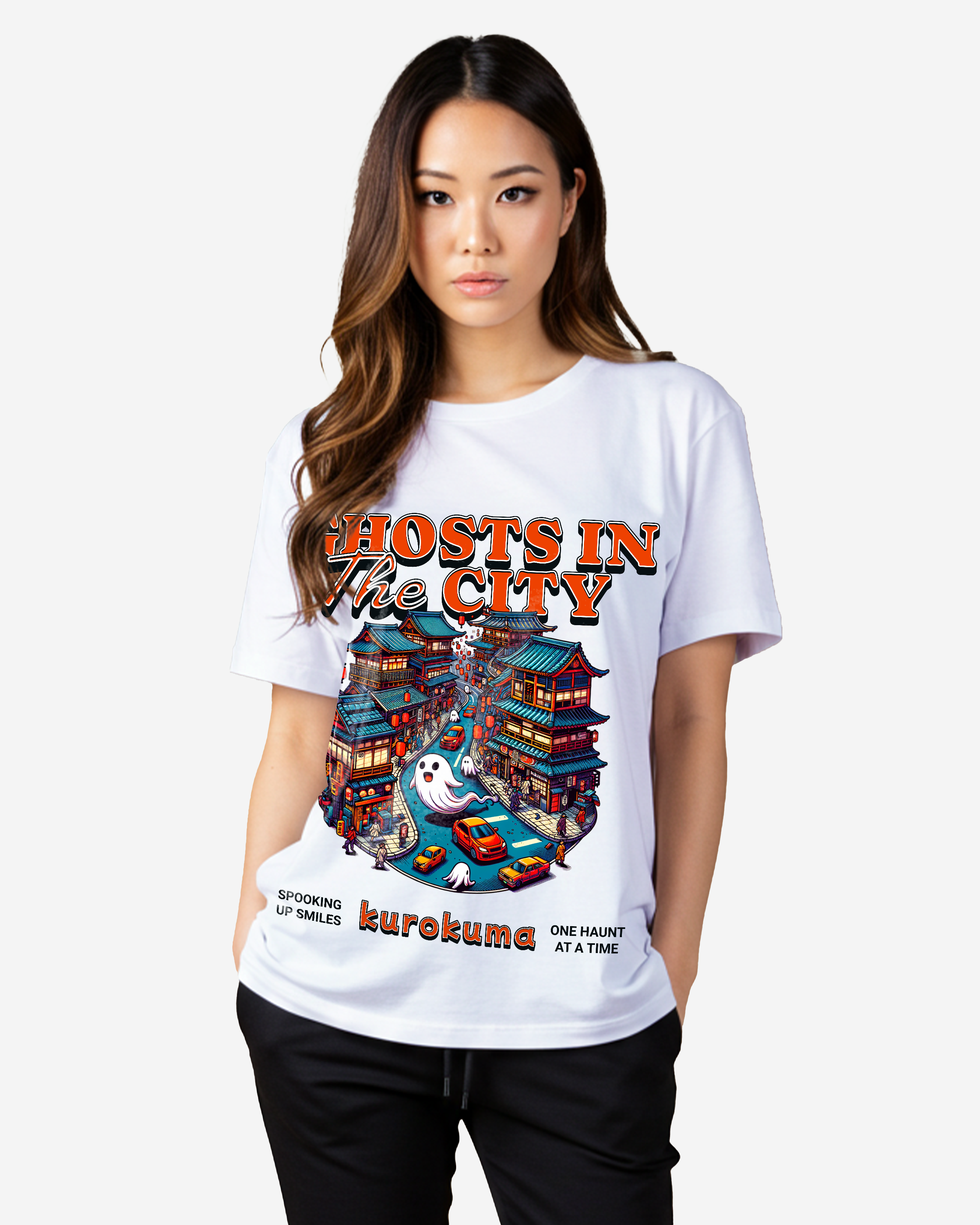 Japanese Anime Ghost in The City Oversized T-Shirt
