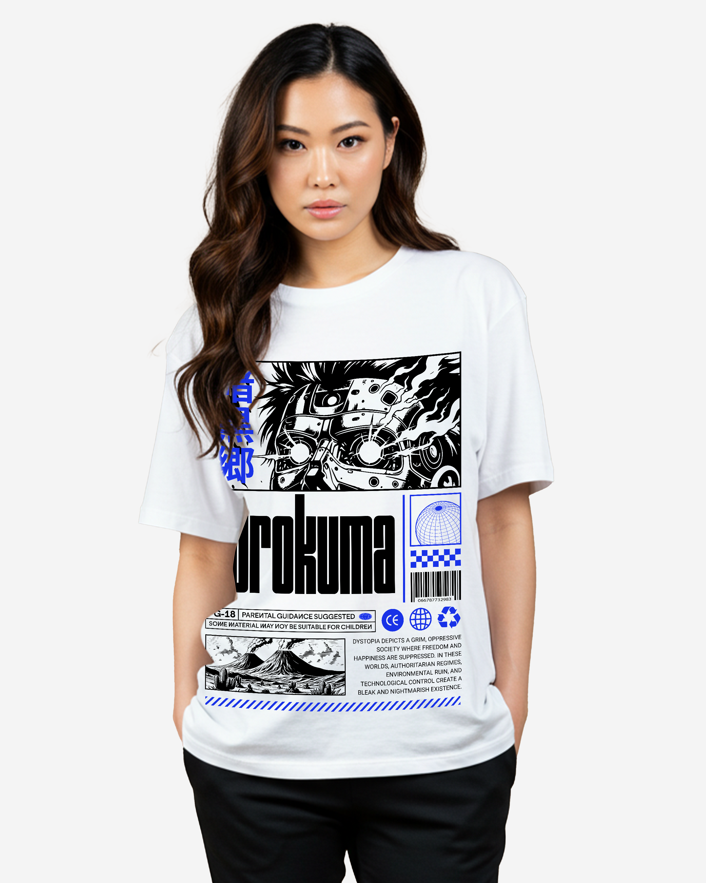 Dystopia Cyborg Design Oversized T-Shirt