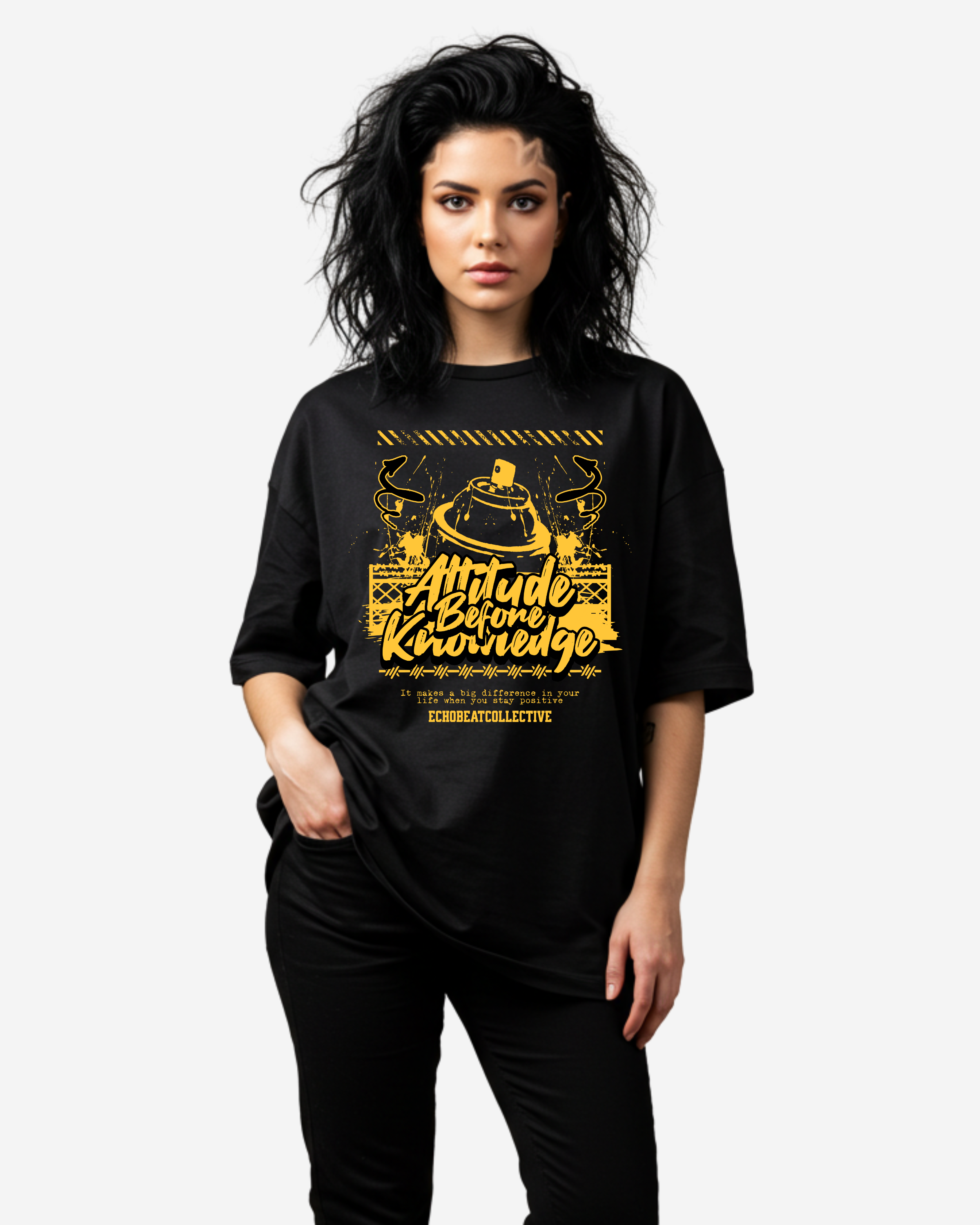 Attitude Before Knowledge Women's Oversized T-Shirt