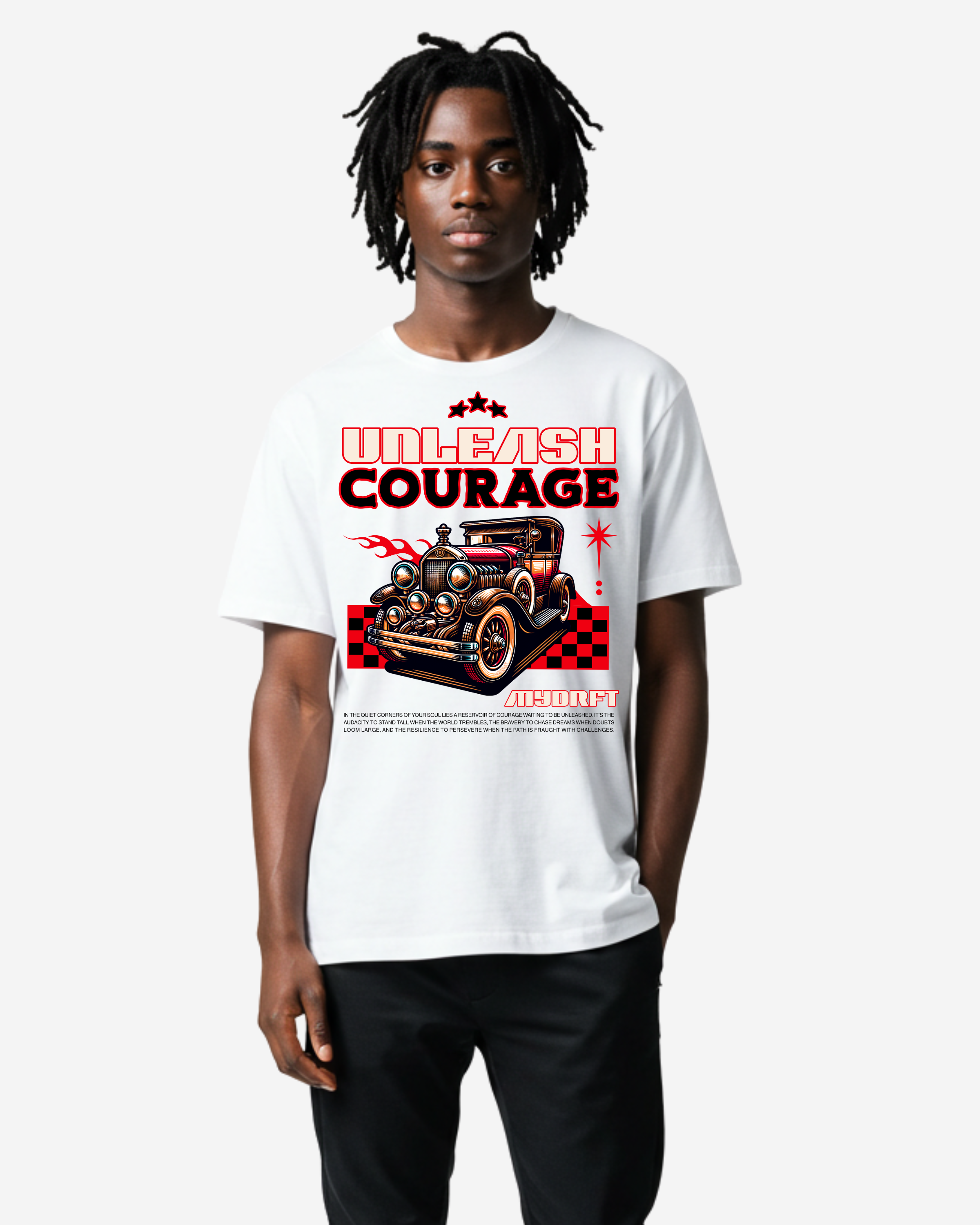 Unleash Courage Retro Car Oversized T-Shirt