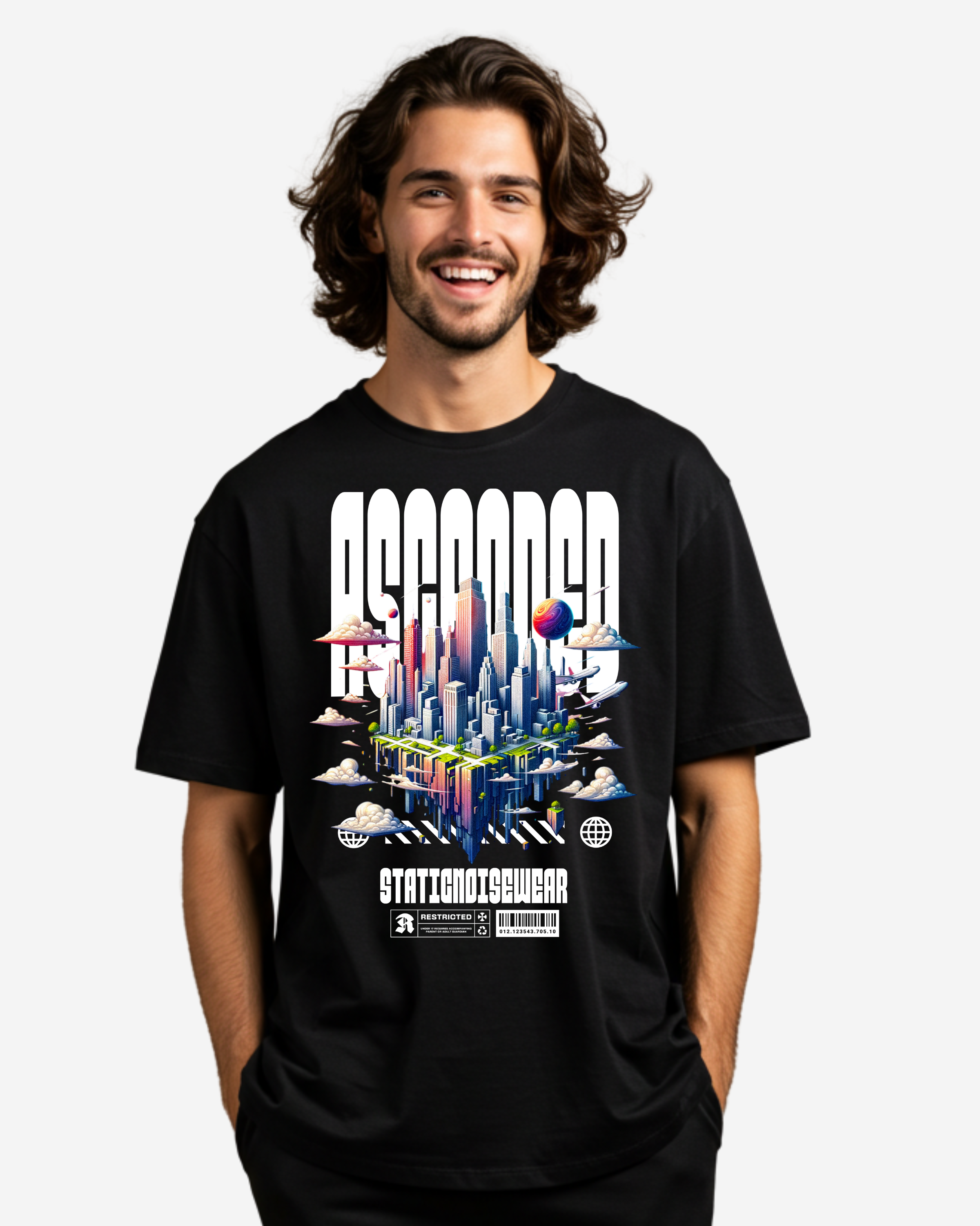 Ascended City: Skyward Dreams Men's Oversized T-Shirt