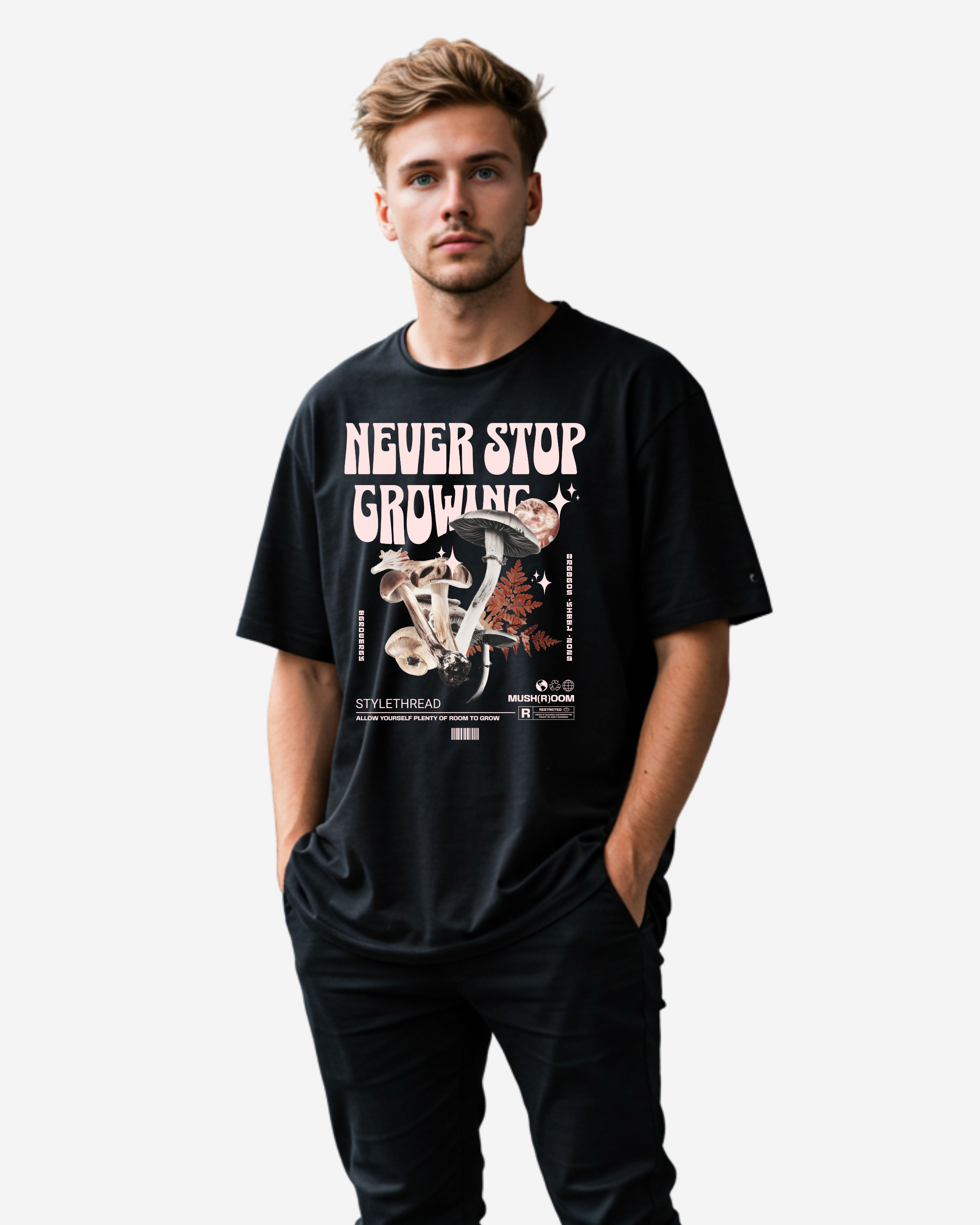 Never Stop Growing Men's Oversized T-Shirt