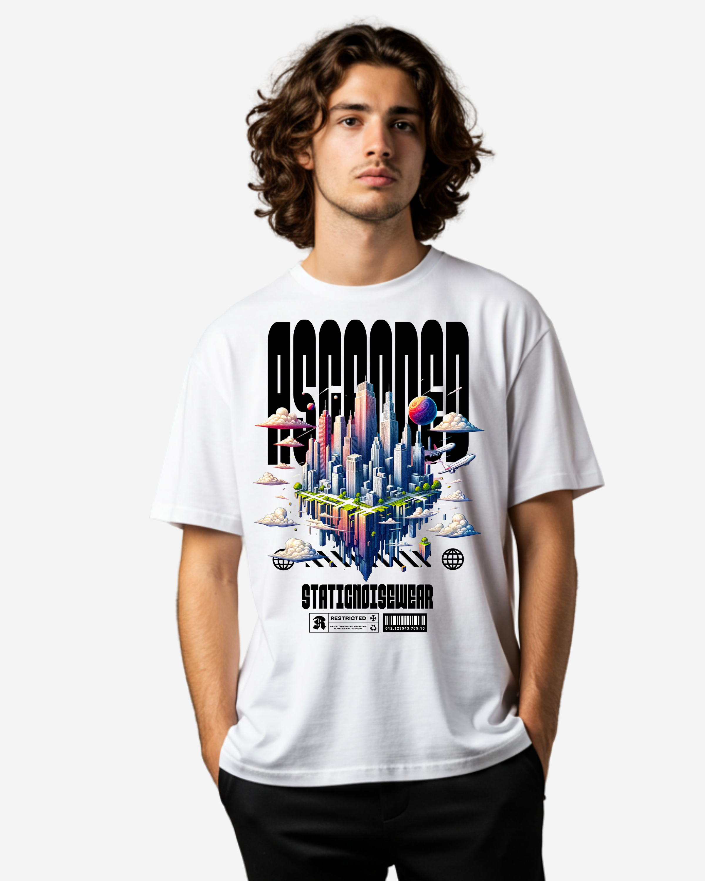 Ascended City: Skyward Dreams Men's Oversized T-Shirt