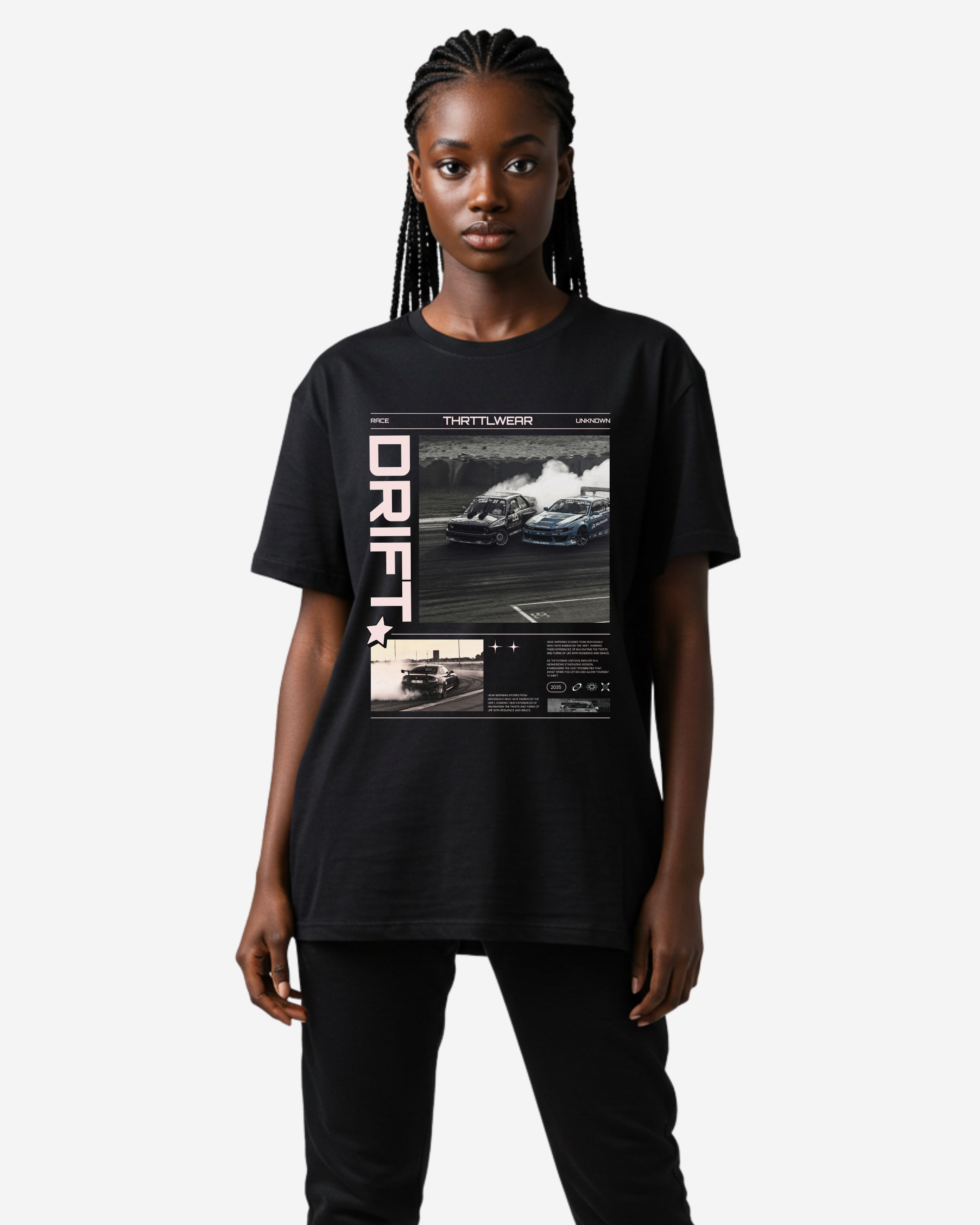 Drift Car Poster Design Oversized T-Shirt