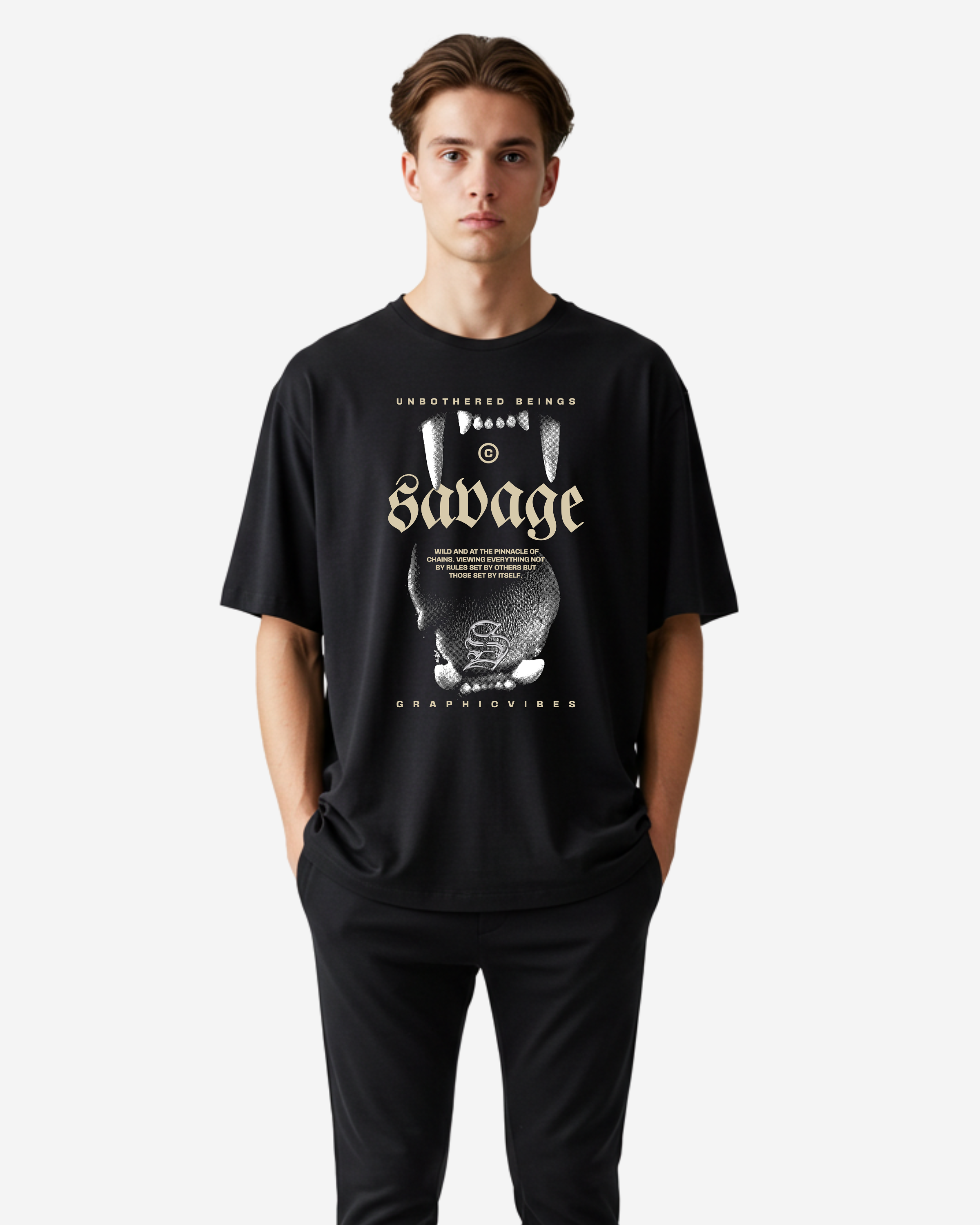 Fangs Streetwear Graphic Men's Oversized T-Shirt