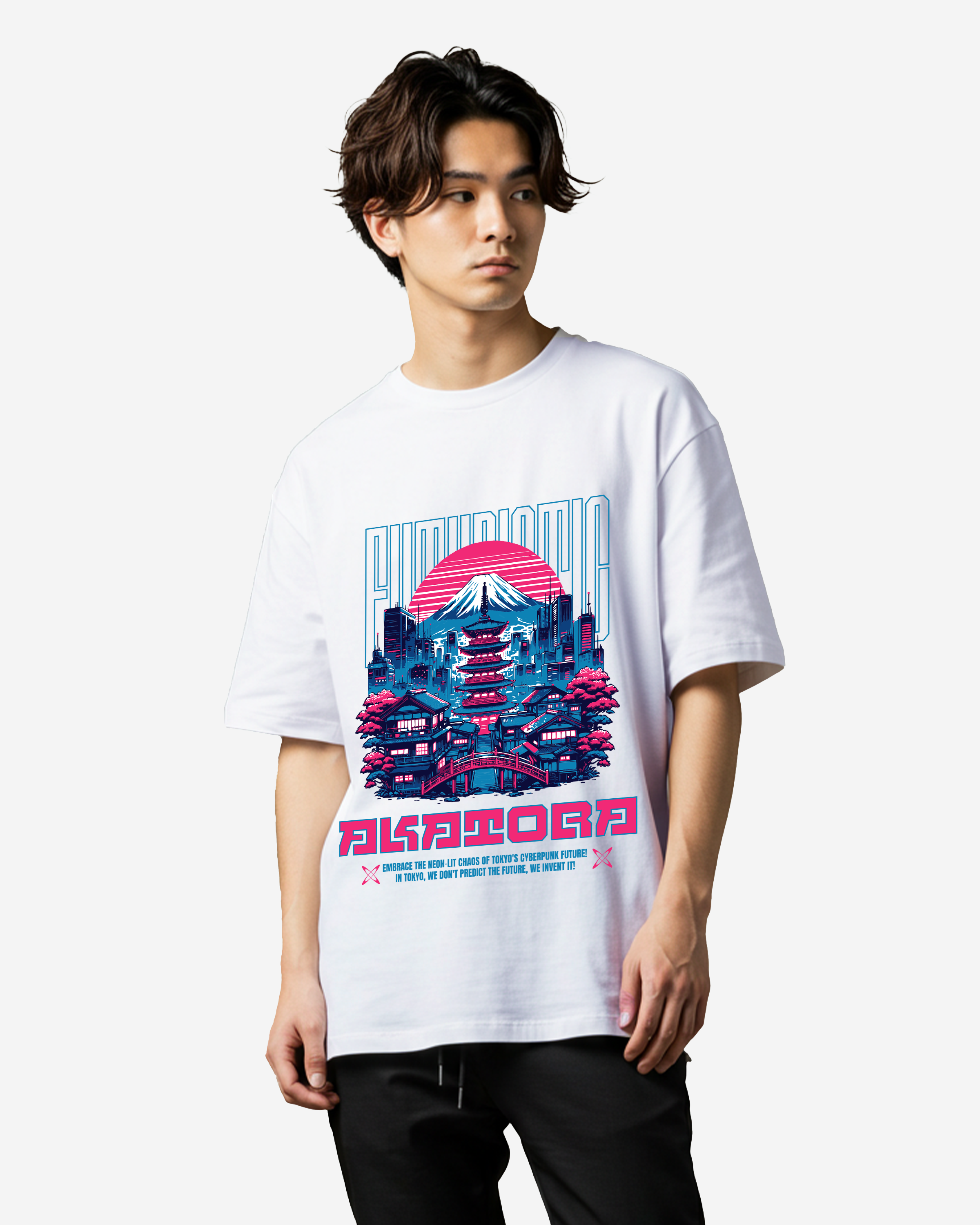 Futuristic Mt Fuji Oversized T-Shirts