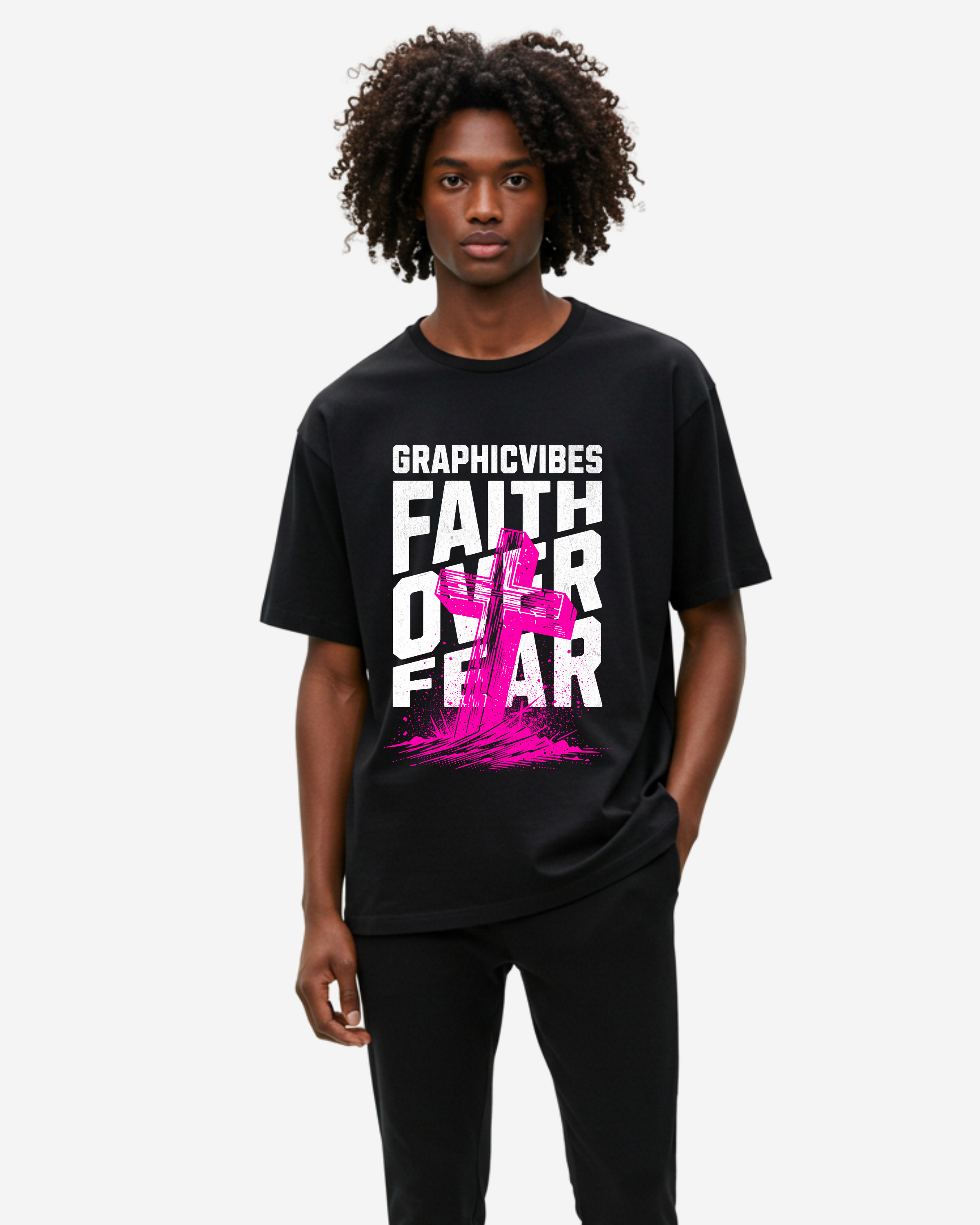 Faith Over Fear Men's Oversized T-Shirt