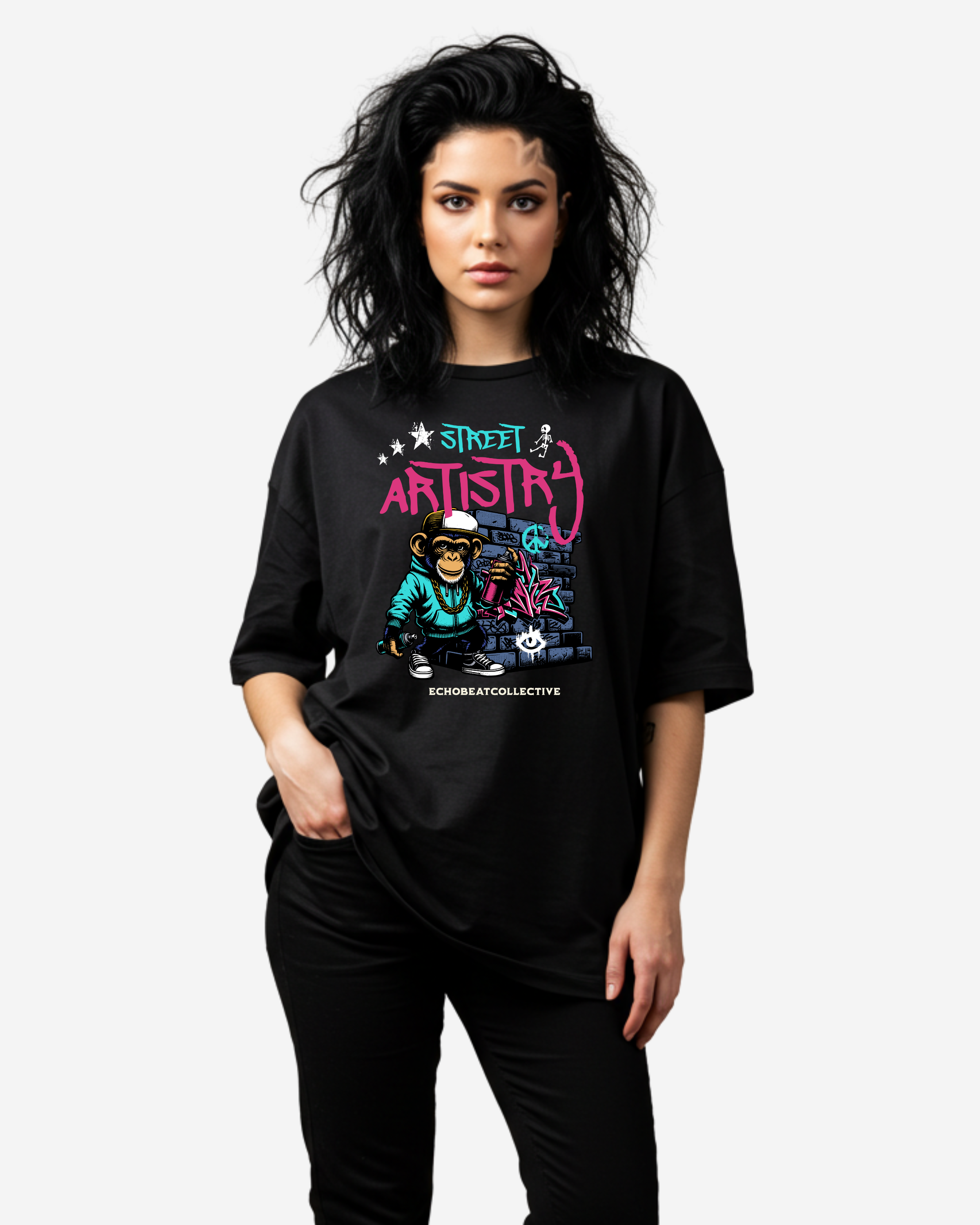 Chimpanzee character Women's Oversized T-Shirt