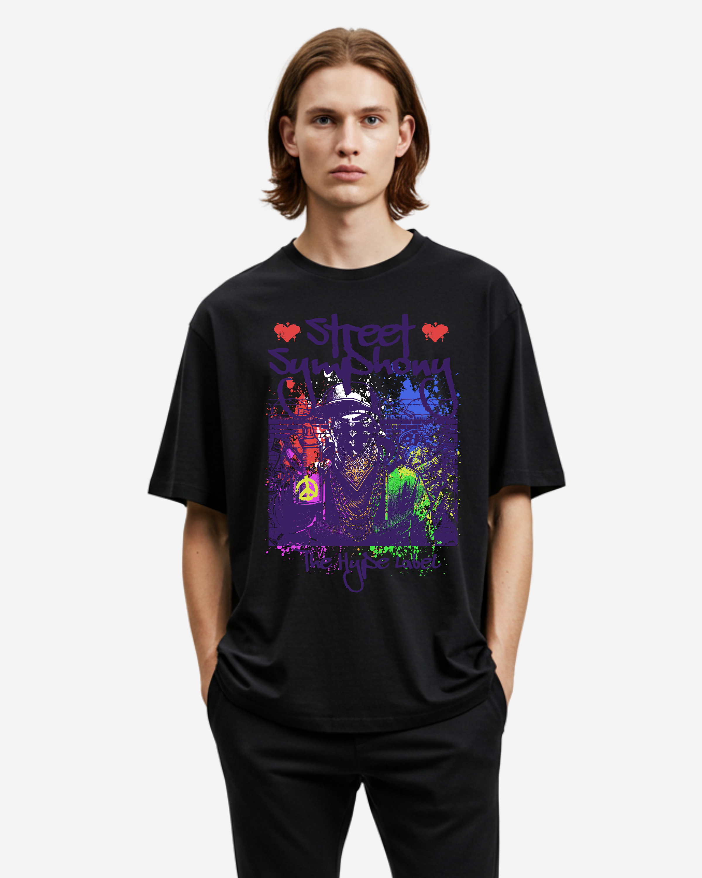Man graffiti street symphony art Men's Oversized T-Shirt