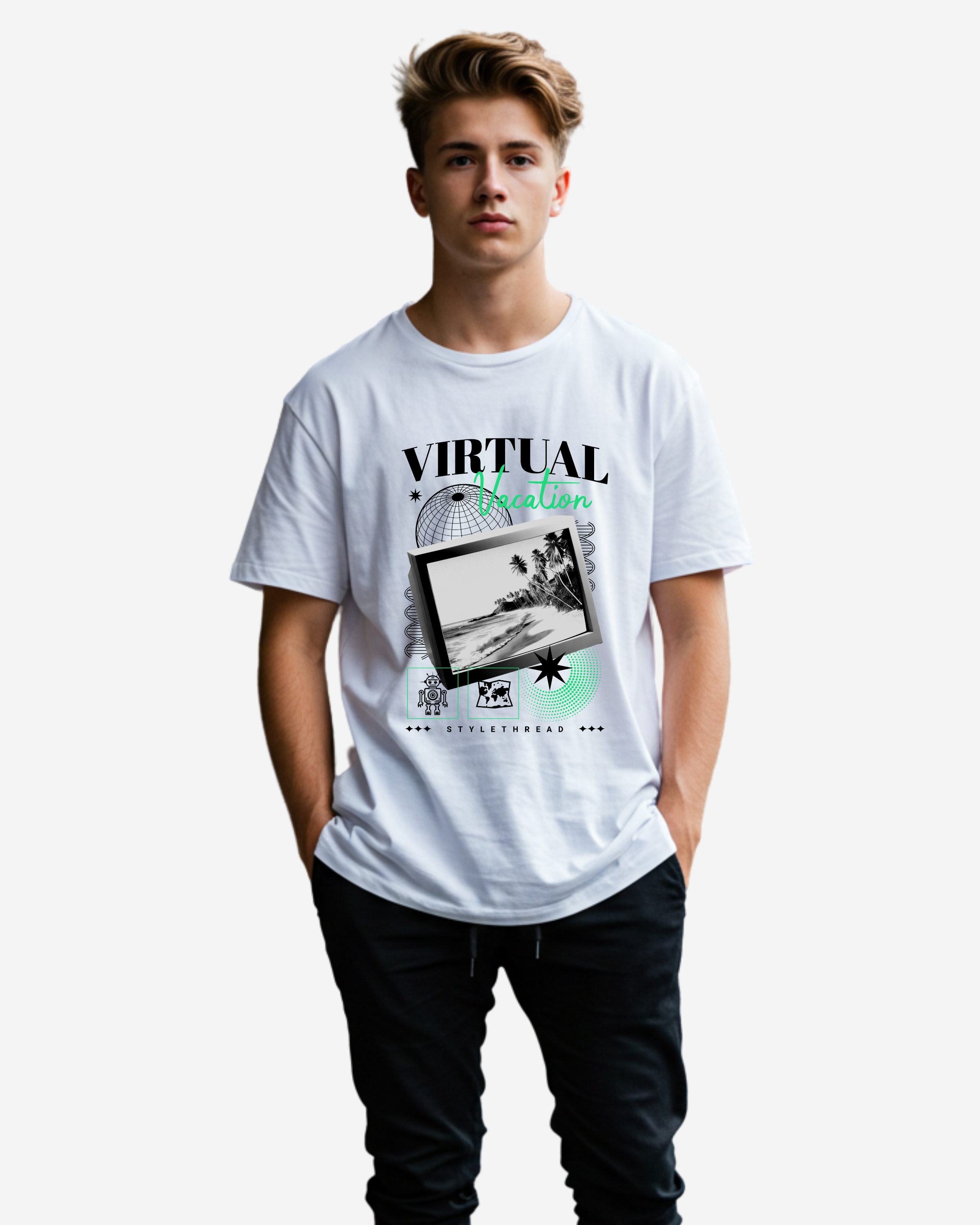 Virtual Vacation Men's Oversized T-Shirt