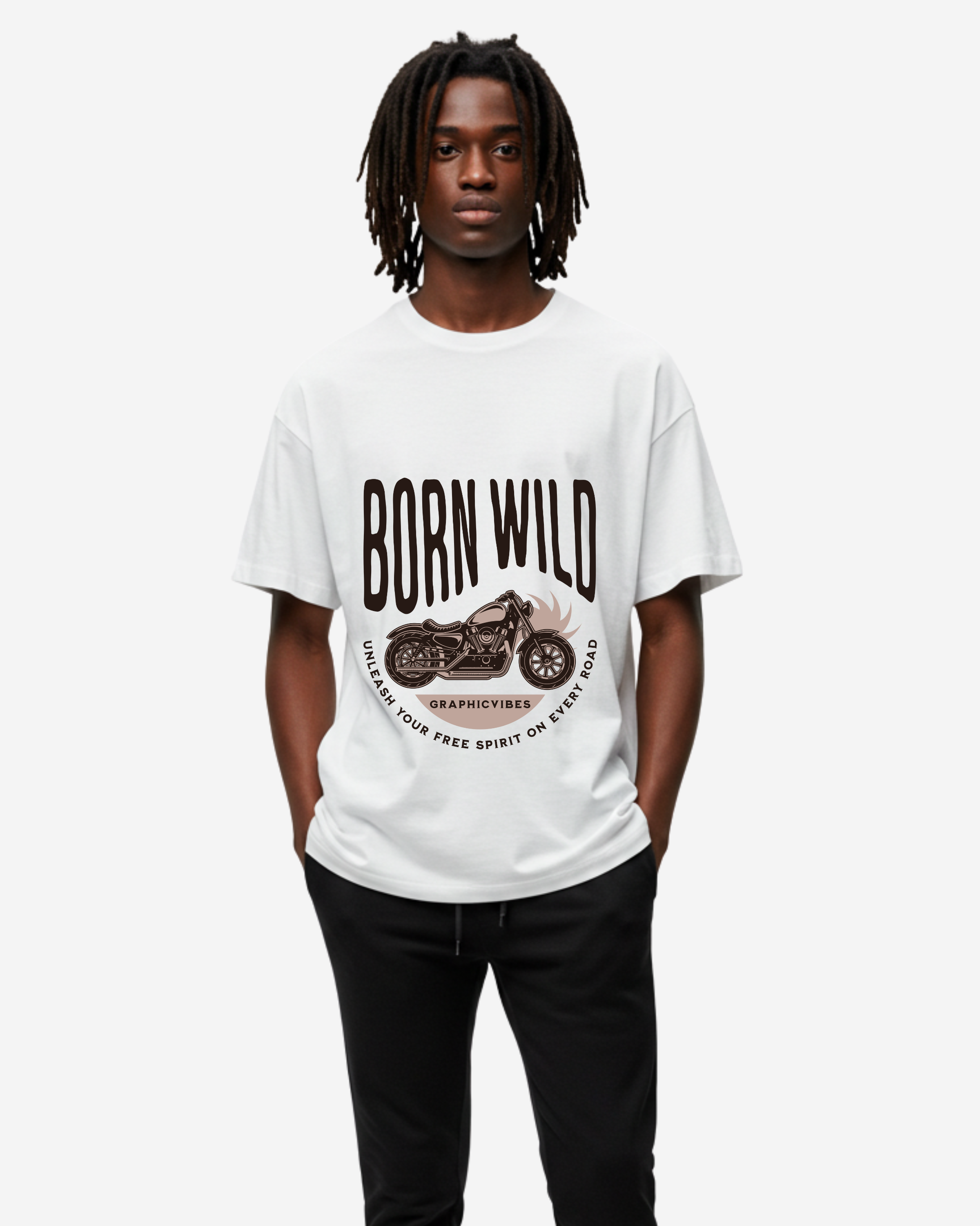 Born Wild Bag Design Men's Oversized T-Shirt