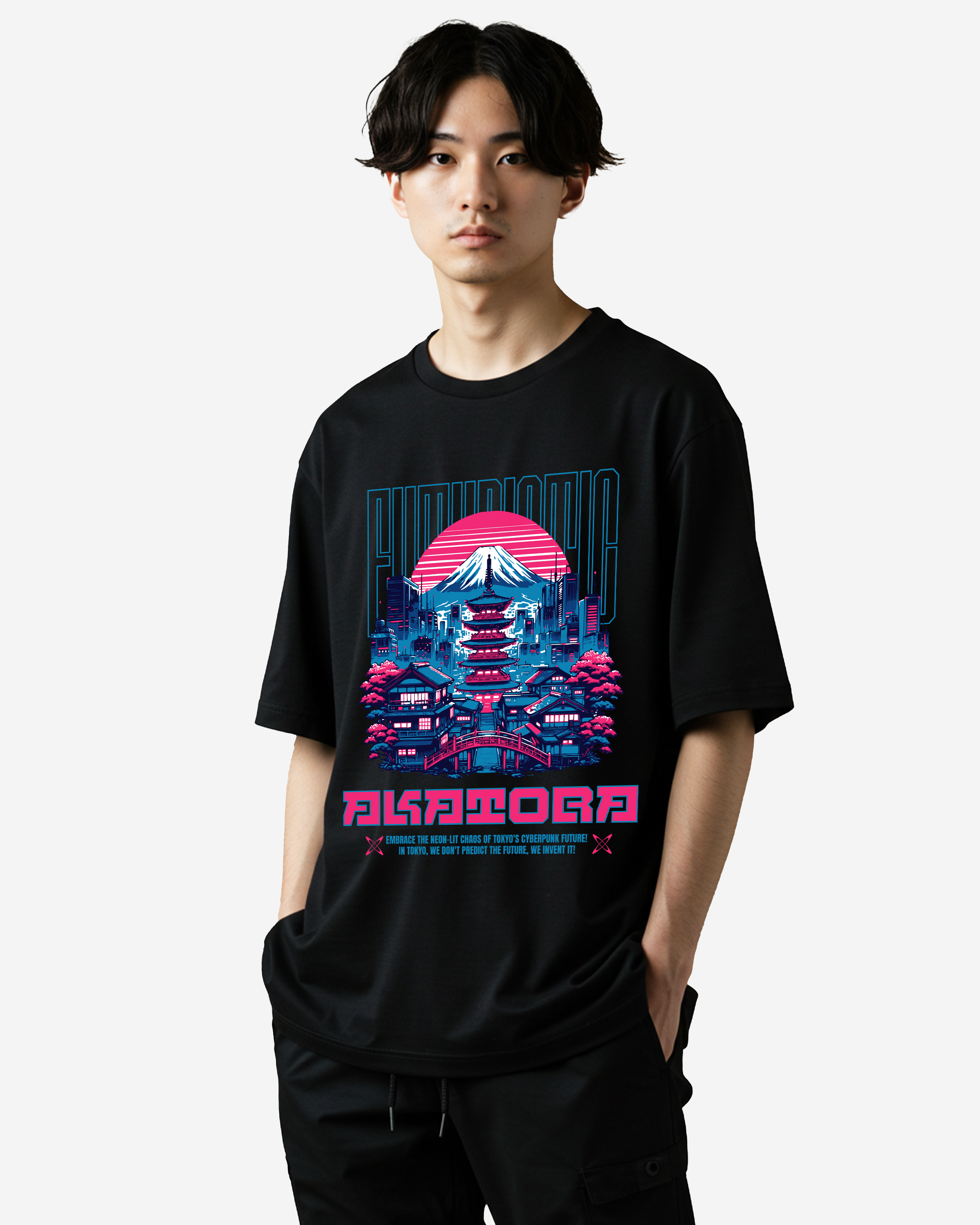 Futuristic Mt Fuji Oversized T-Shirts