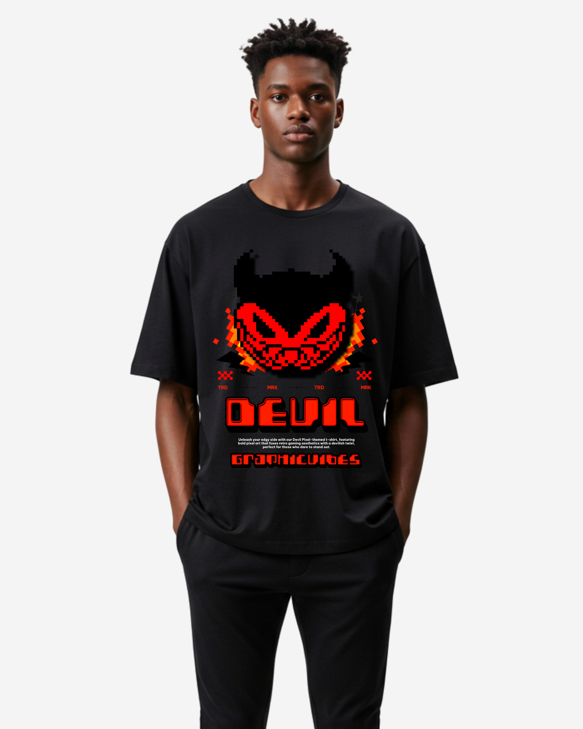 Devil Pixels Men's Oversized T-Shirt