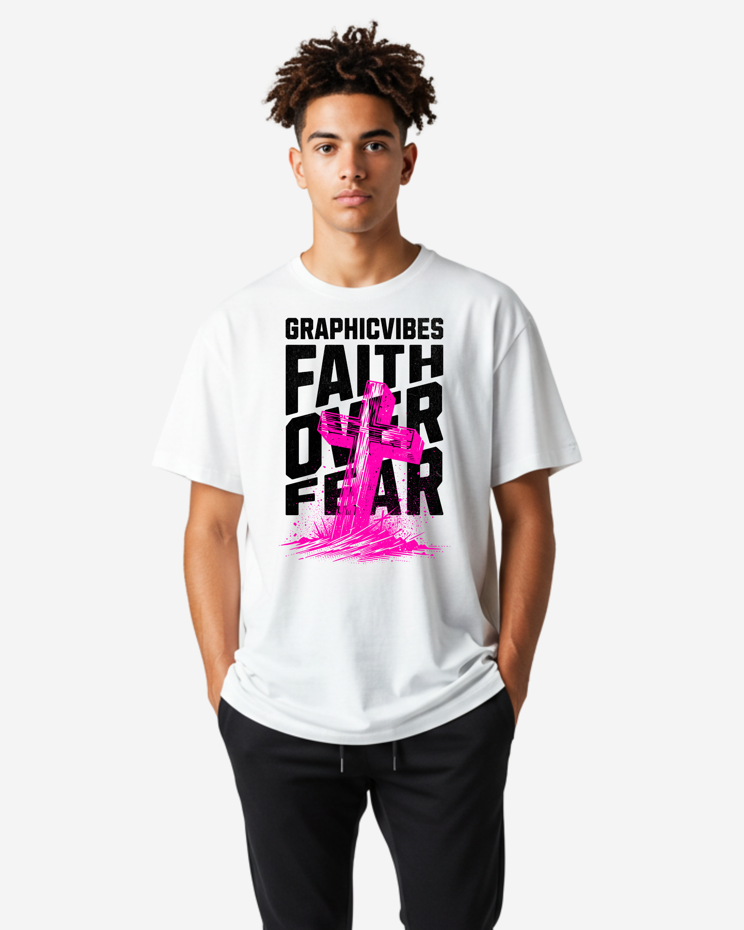 Faith Over Fear Men's Oversized T-Shirt