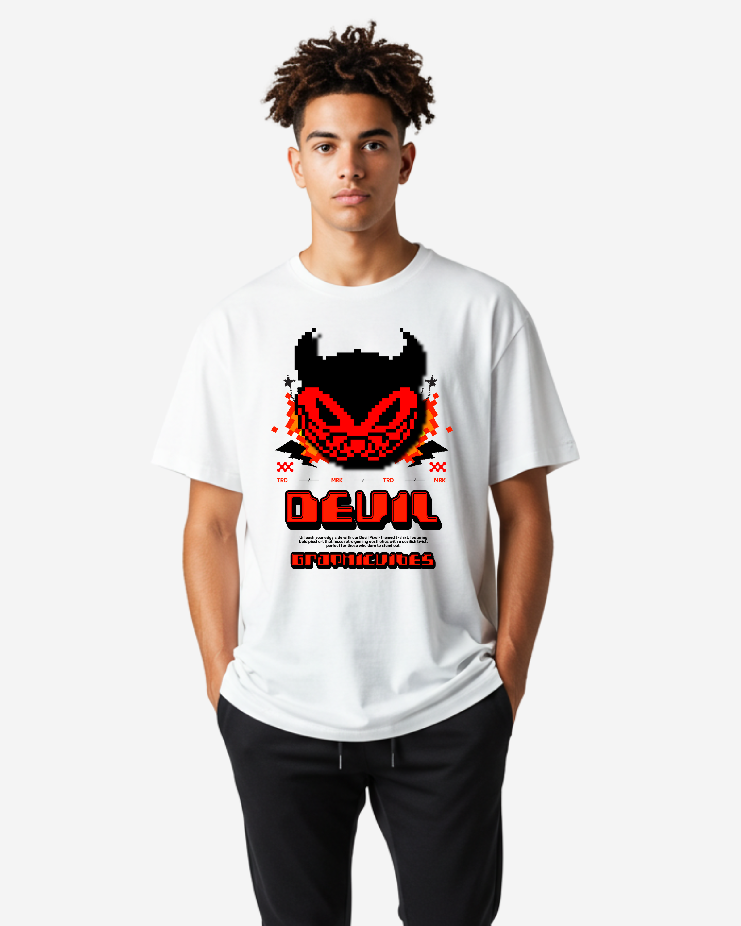 Devil Pixels Men's Oversized T-Shirt