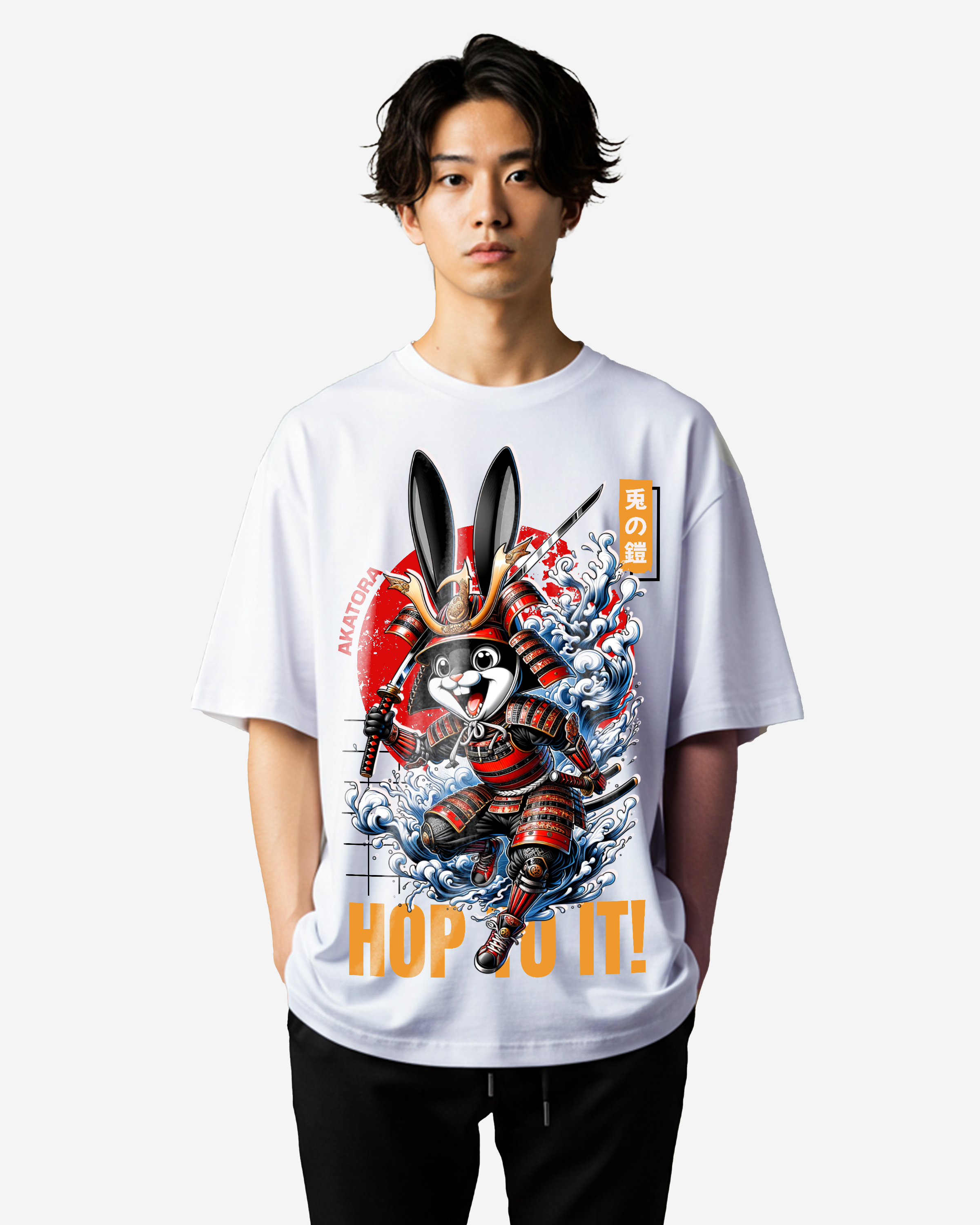 Rabbit Samurai Cute Oversized T-Shirts