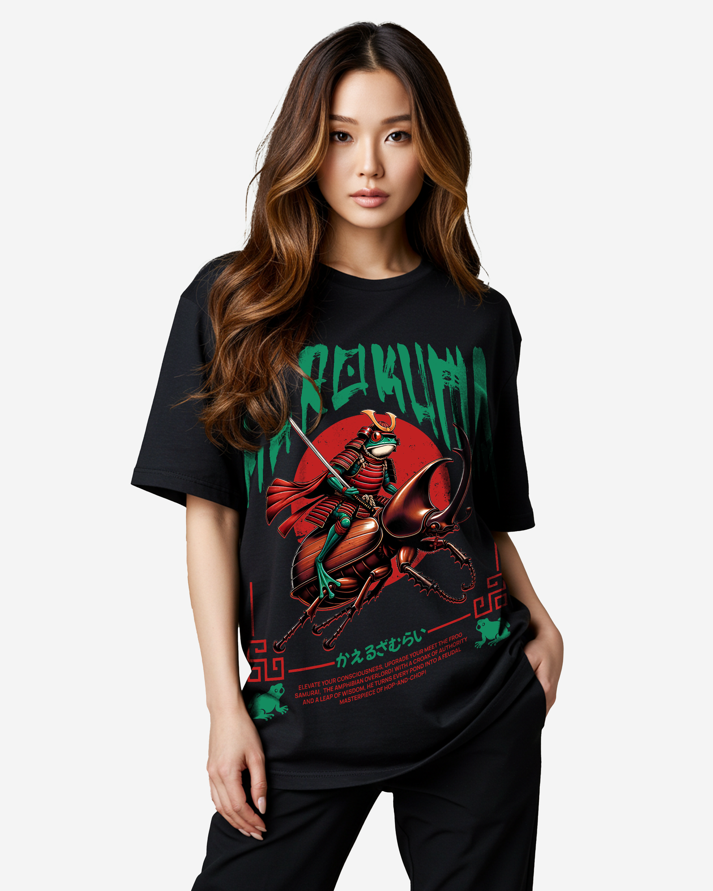 Frog Shogun Froggy Samurai Oversized T-Shirt