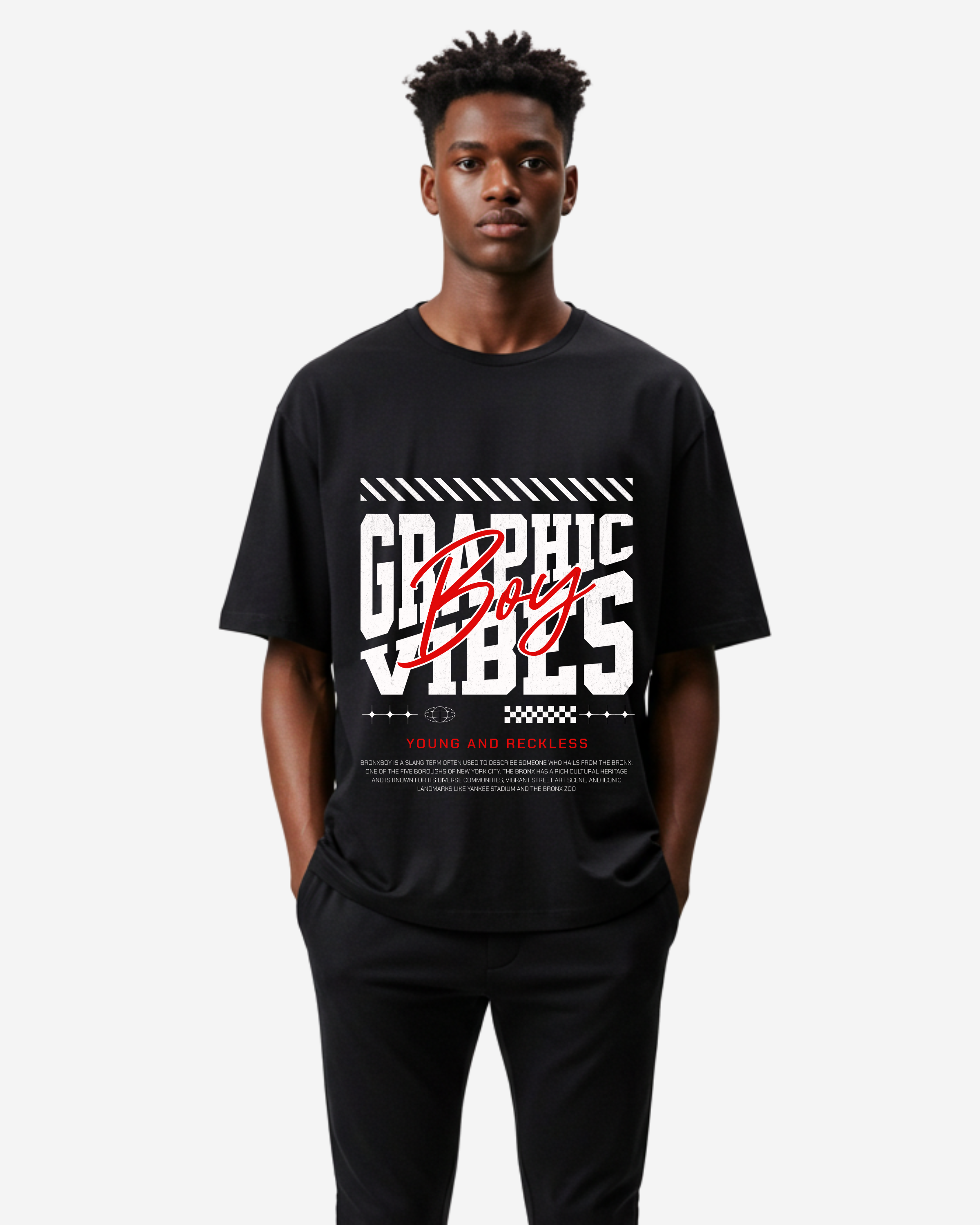 Bronxboy Streetwear Typography Men's Oversized T-Shirt