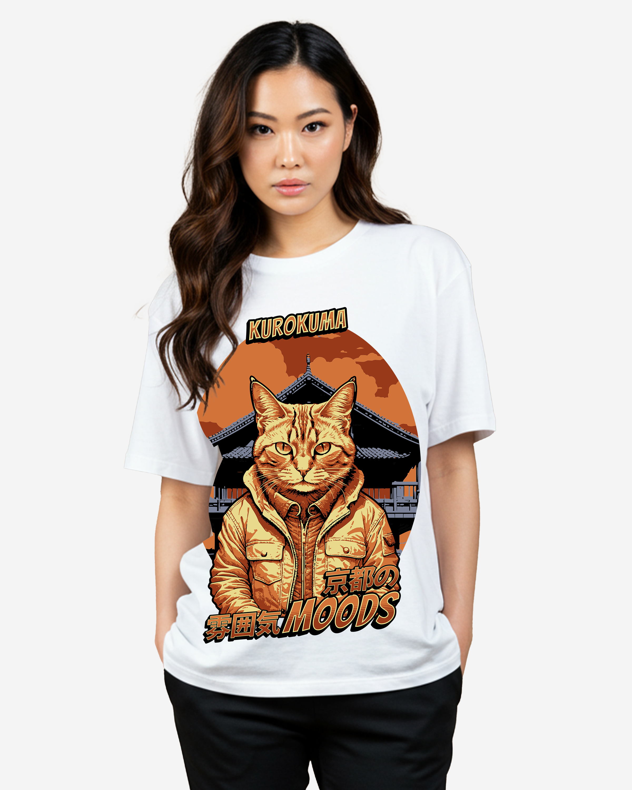 Japan Cat Graphic Oversized T-Shirts