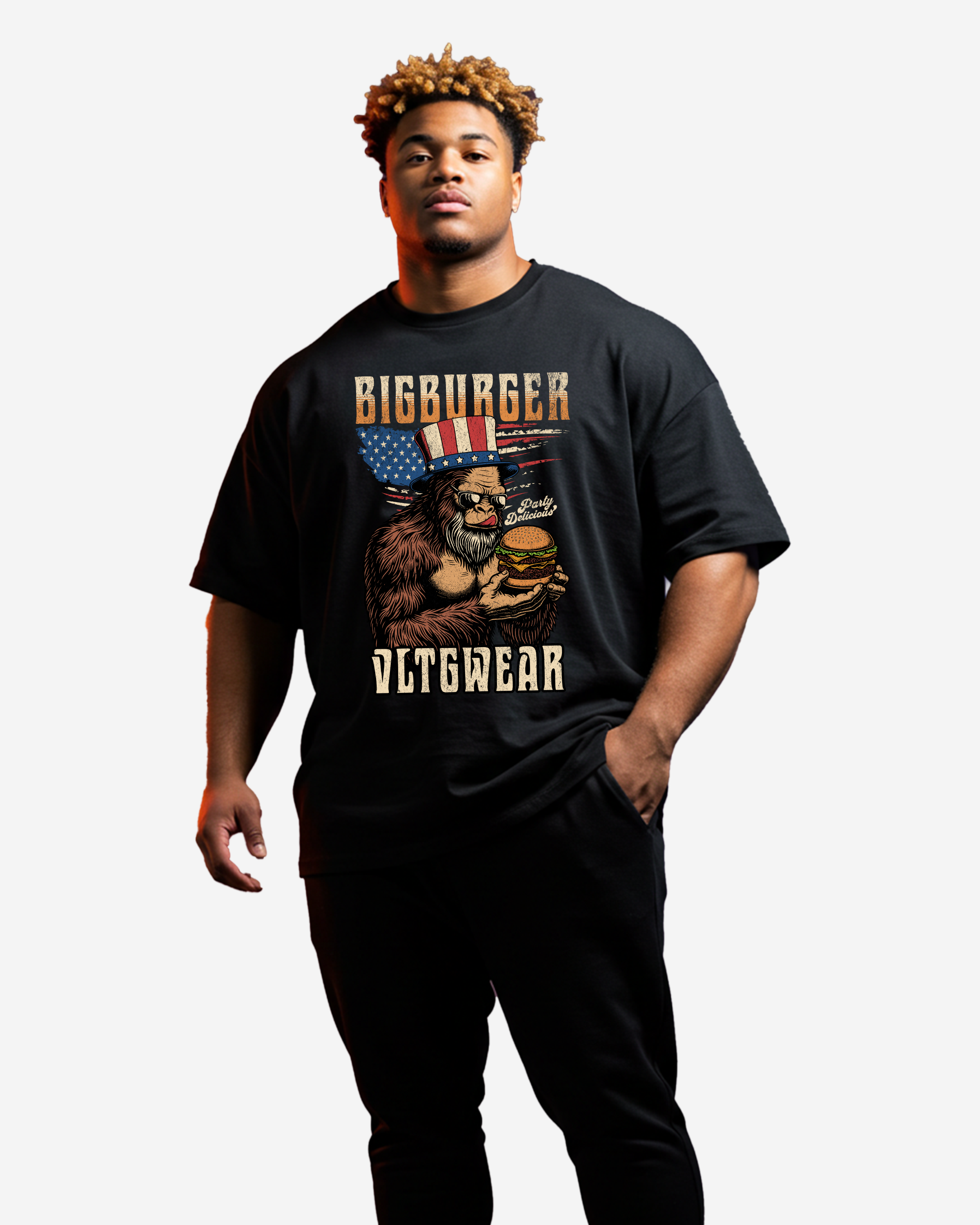 Big Burger food party Men's Oversized T-Shirt