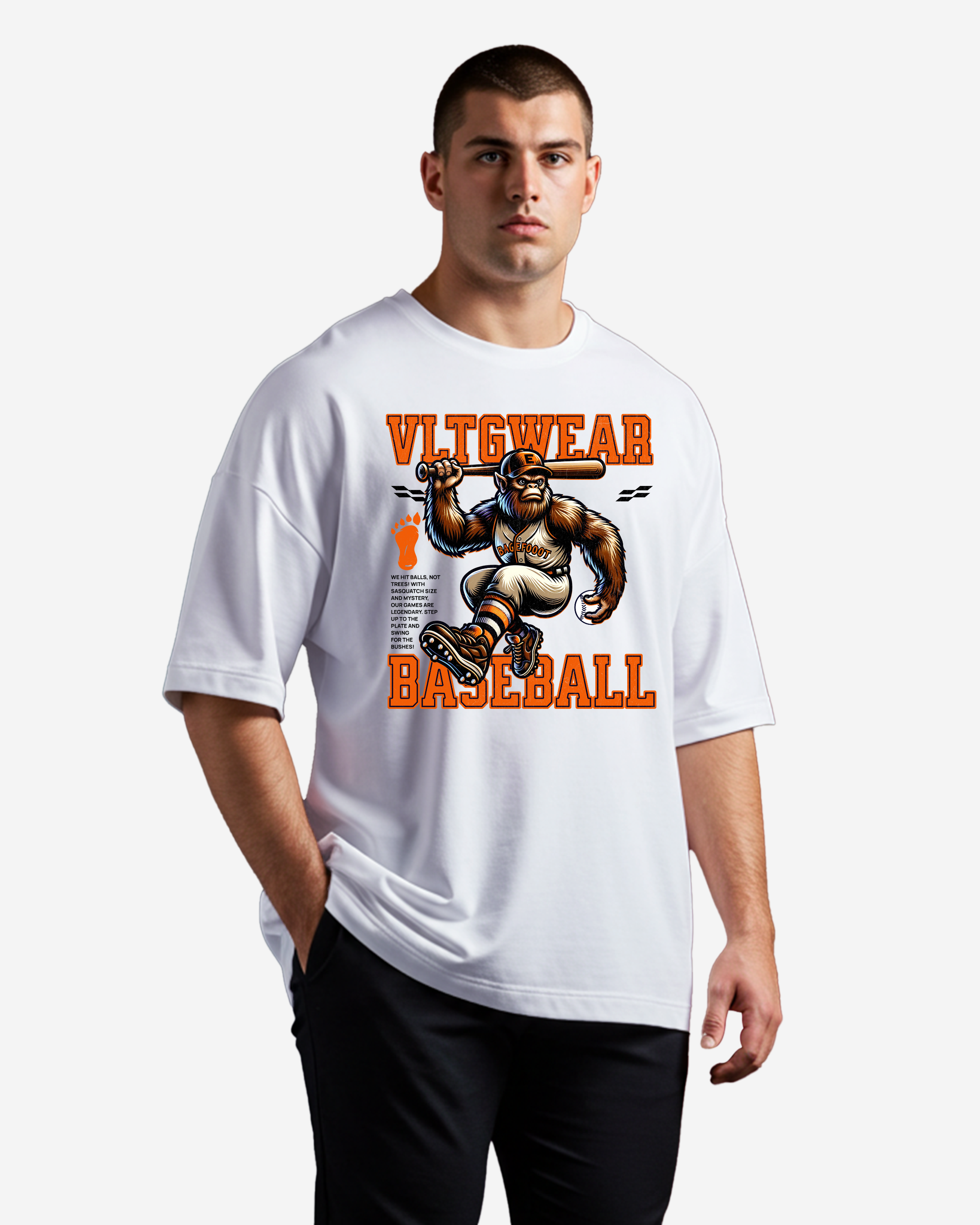 Bigfoot Baseball Player Urban Legend Sport Men's Oversized T-Shirt
