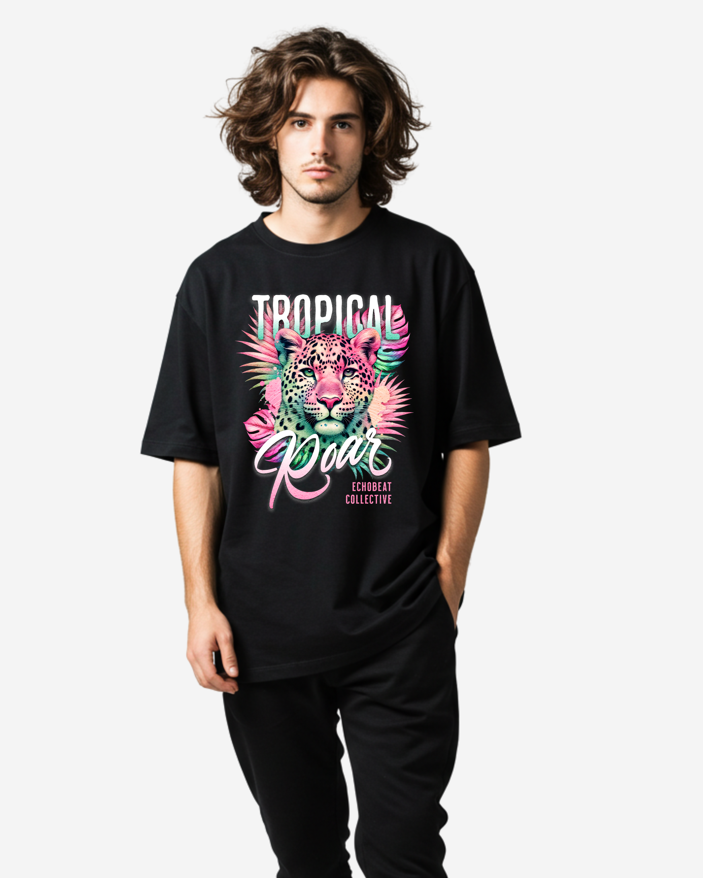 Tropical Leopard Summer Men's Oversized T-Shirt