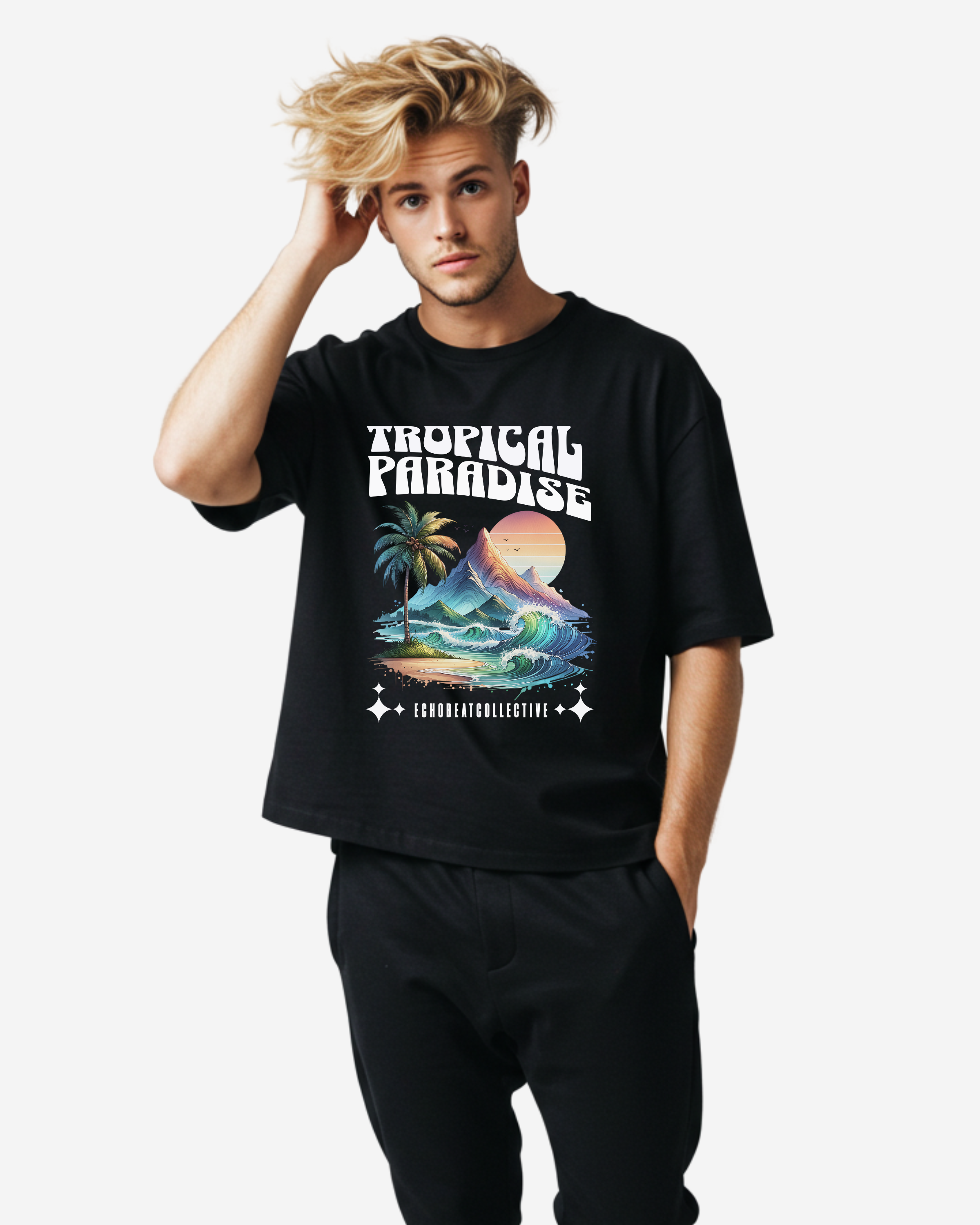 Beach tropical paradise Men's Oversized T-Shirt