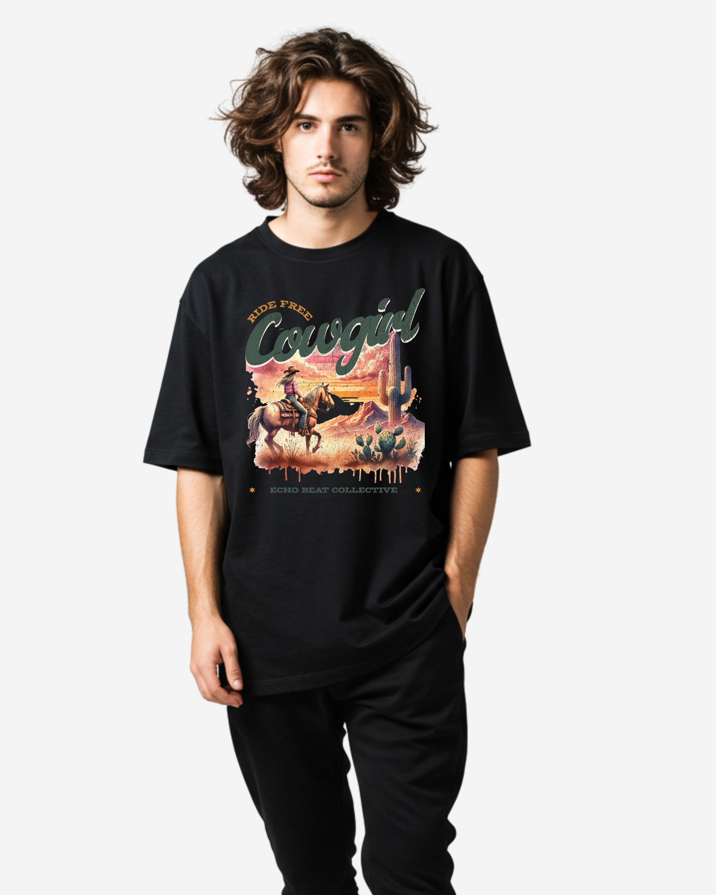 Ride Free Cowgirl Men's Oversized T-Shirt