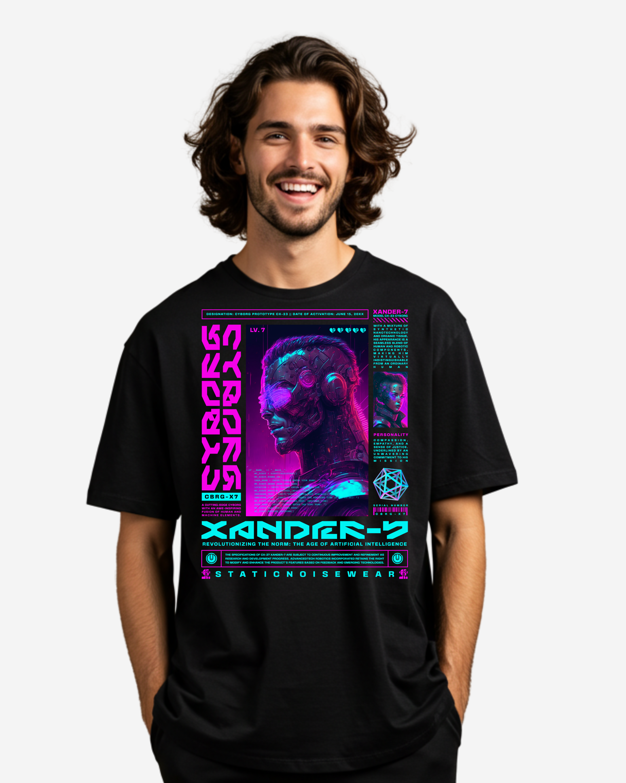 Cyborg Xander Men's Oversized T-Shirt