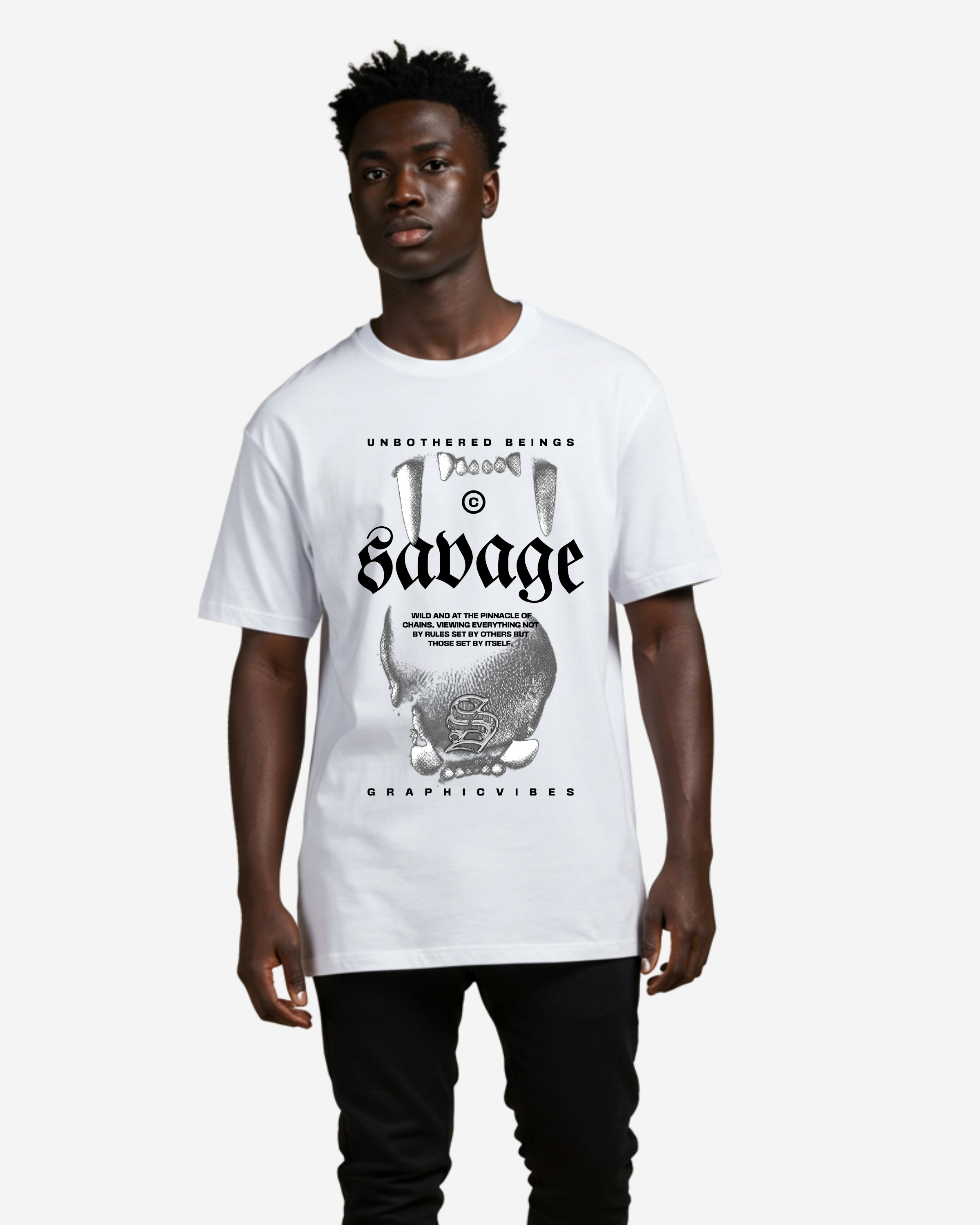Fangs Streetwear Graphic Men's Oversized T-Shirt