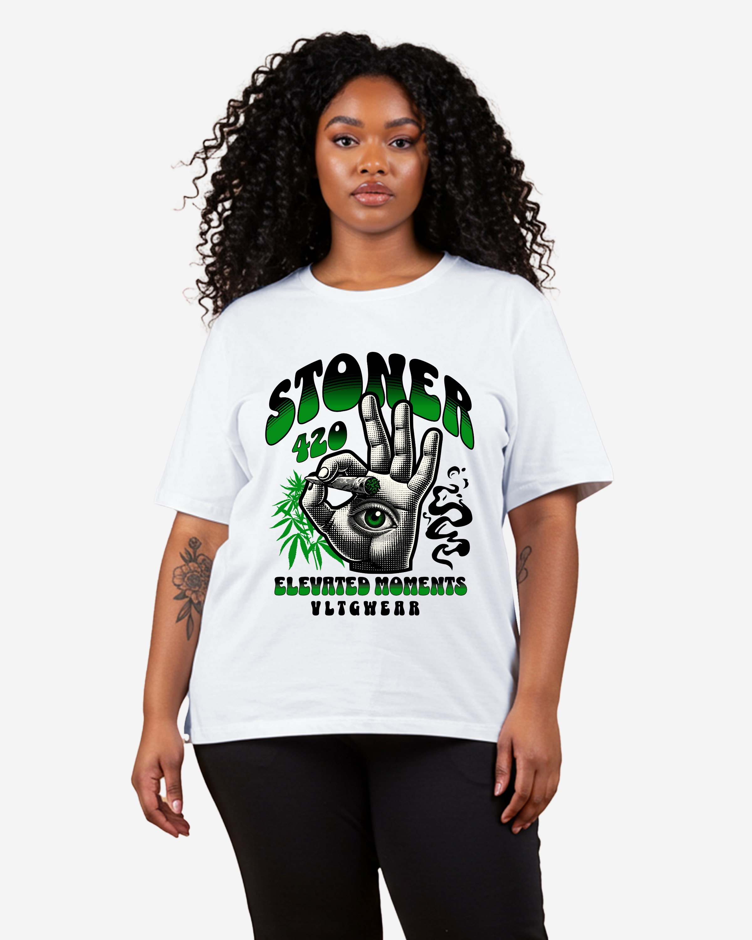 Hand holding a marijuana cigarette Women's Oversized T-Shirt
