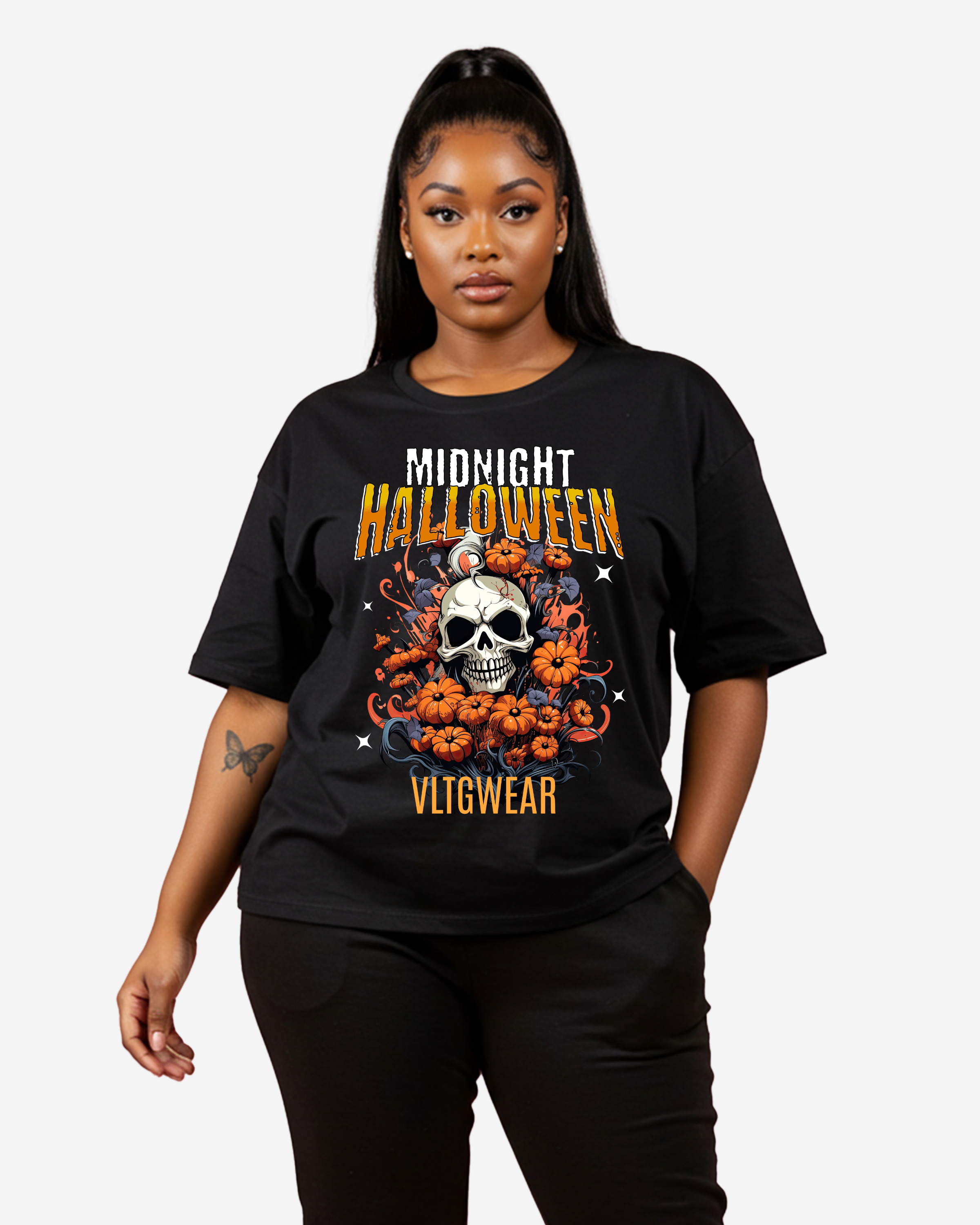 MIDNIGHT HALLOWEEN Womens's Oversized T-Shirt