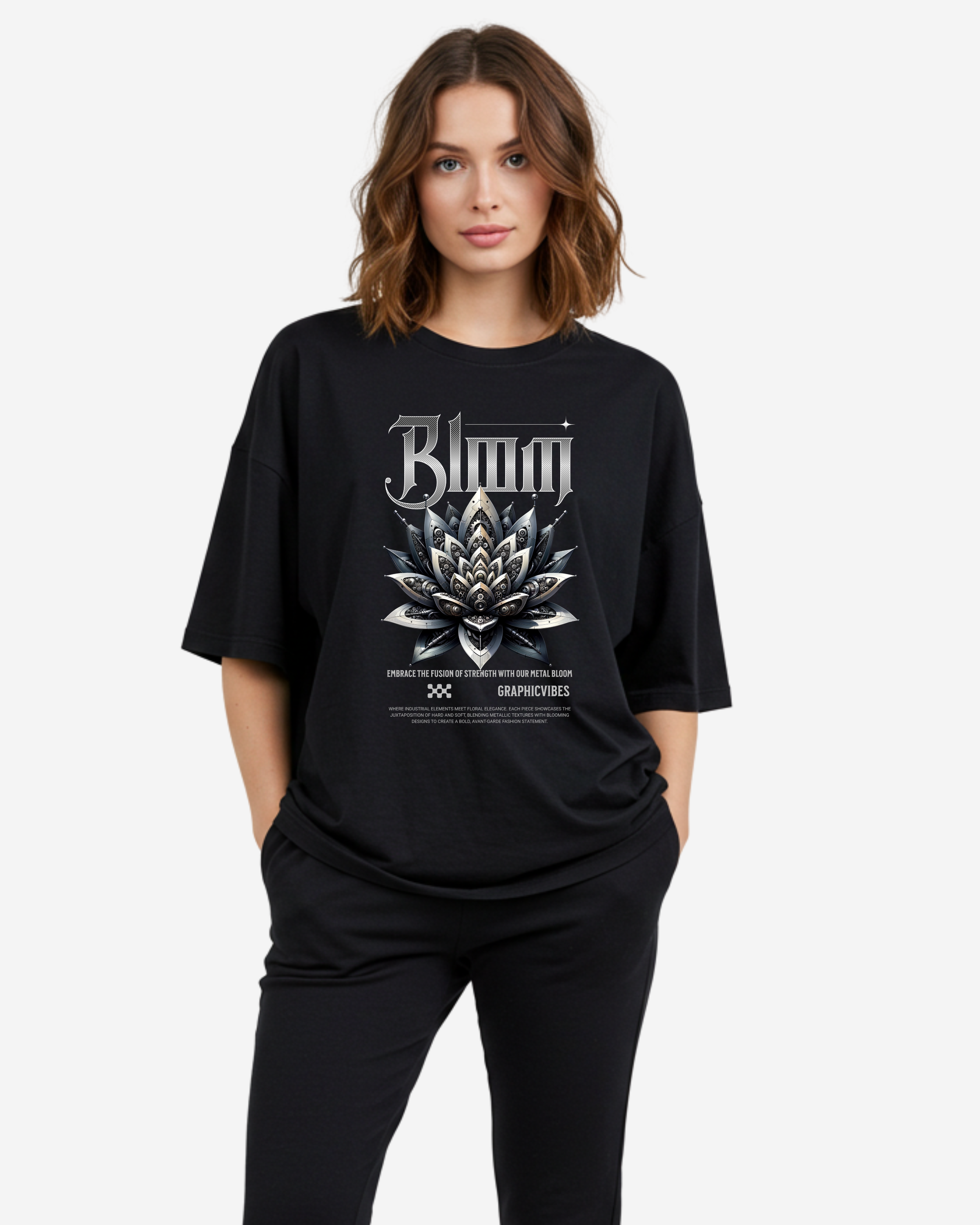 Metal Bloom Women's Oversized T-Shirt