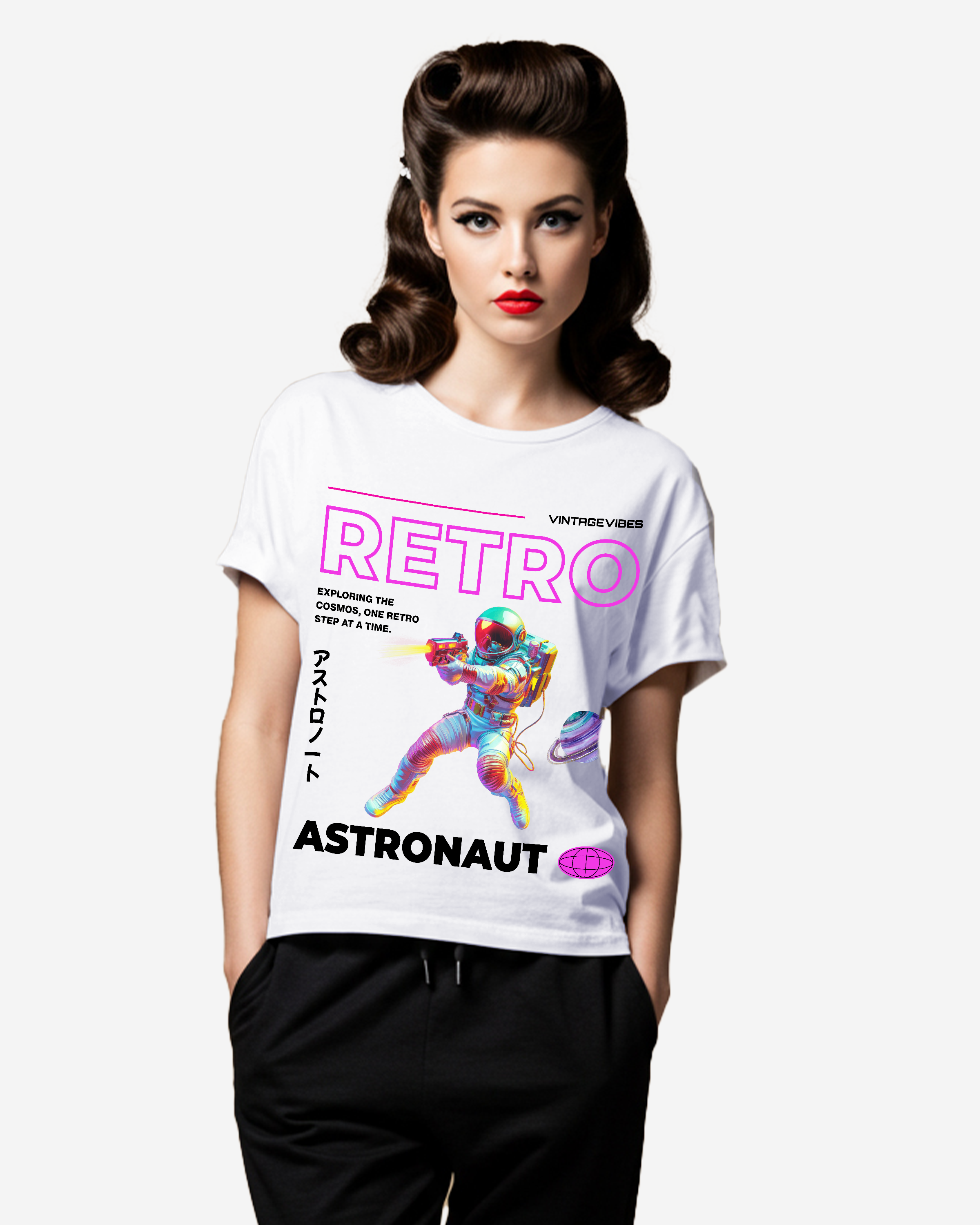 Retro Astronaut Women's Oversized T-Shirt